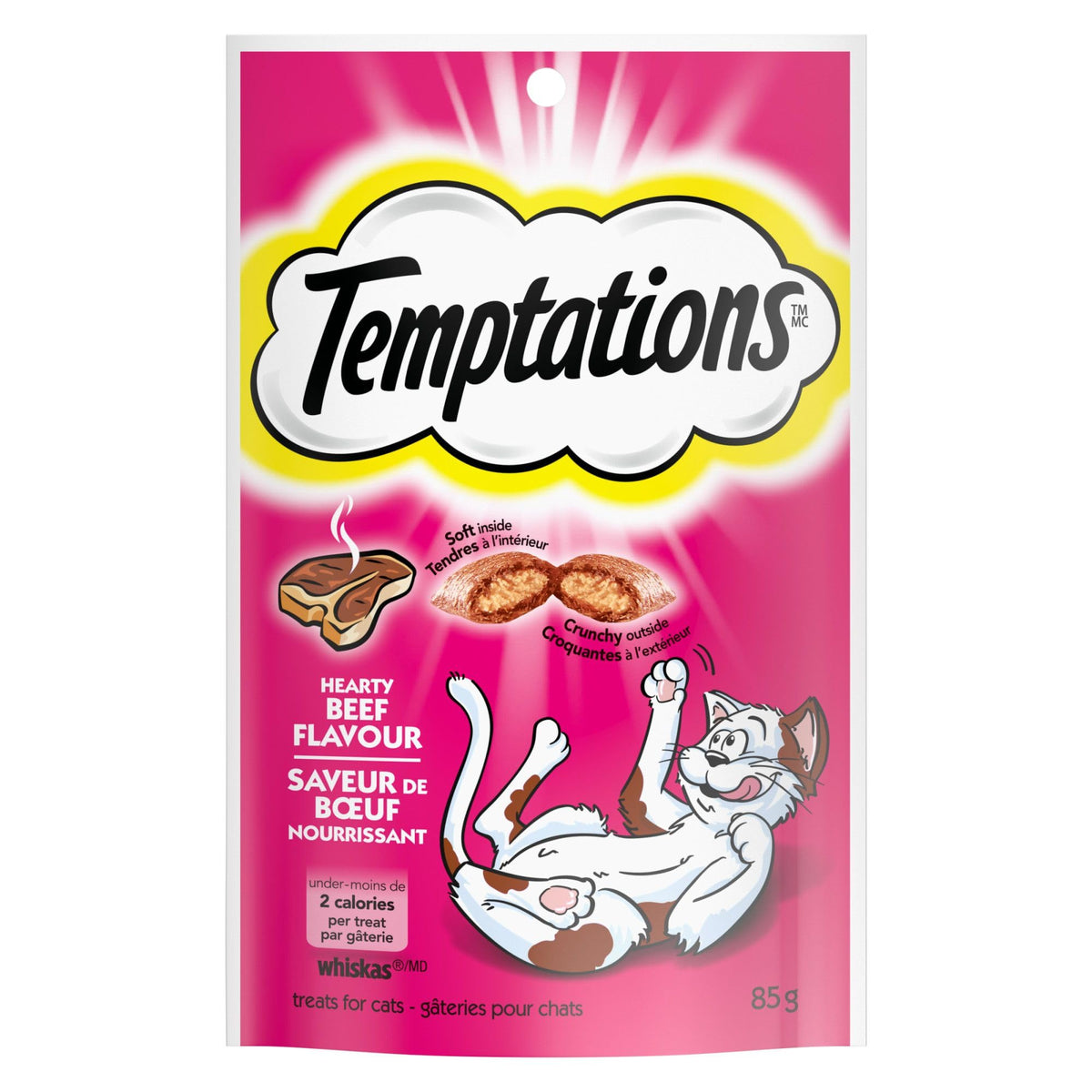 TEMPTATIONS Cat Treats, Hearty Beef Flavour, 85g (12 Pack)