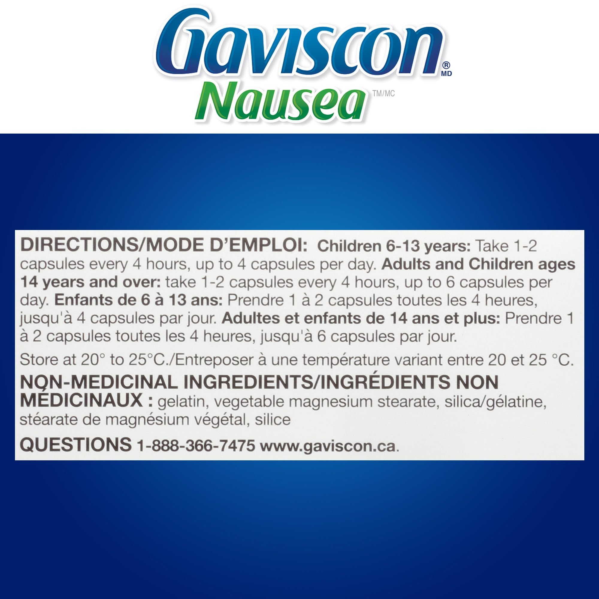 Gaviscon Anti Nausea Ginger Capsules - 18 Count - Tablets for Nausea Relief & Digestion Support, Natural Ginger - Free of Aluminum, Lactose and Gluten