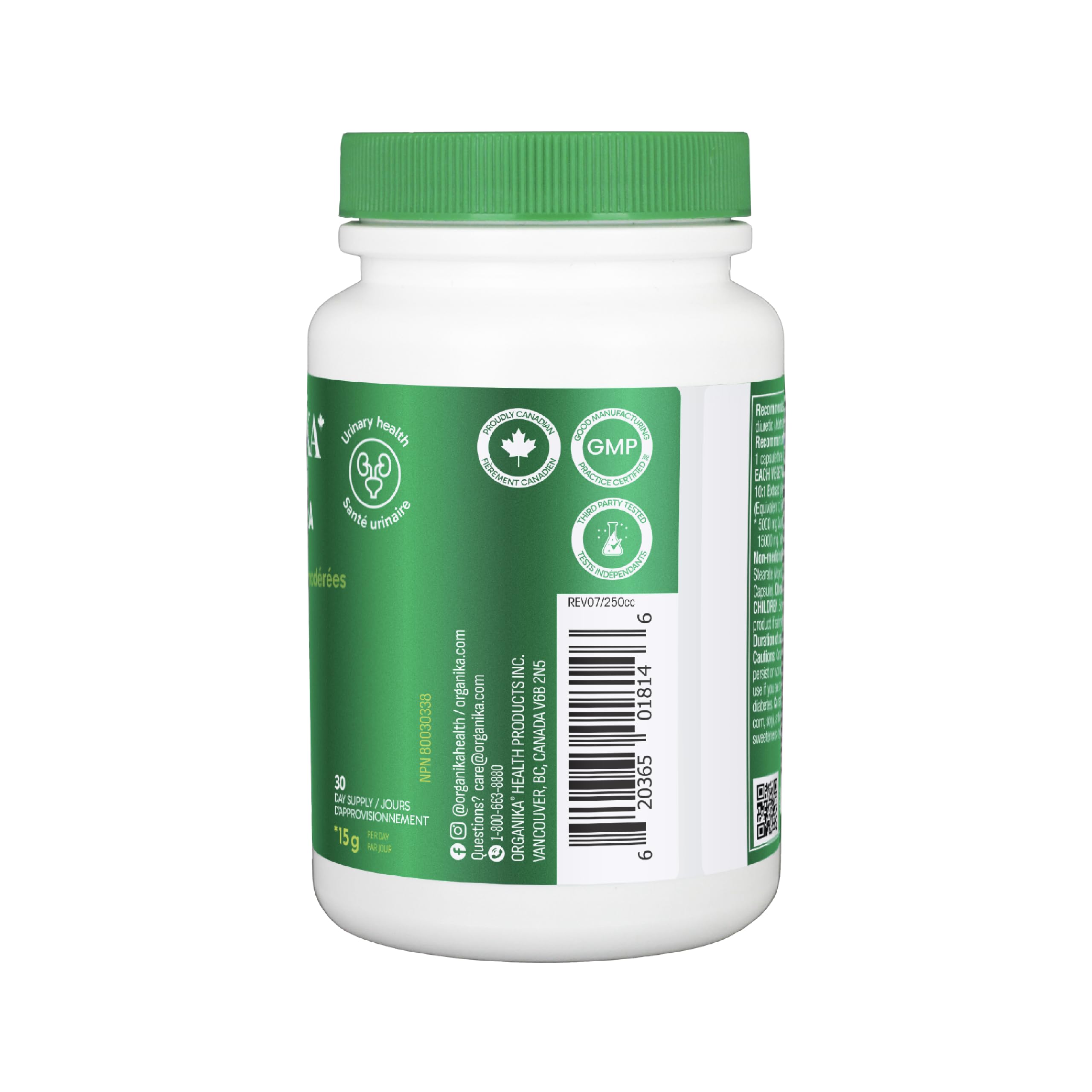 Organika Canadian-Made Chanca Piedra 500 mg - UTI Support | Kidney, Gallblader and Urinary Support, Cleansing- 120 vcaps