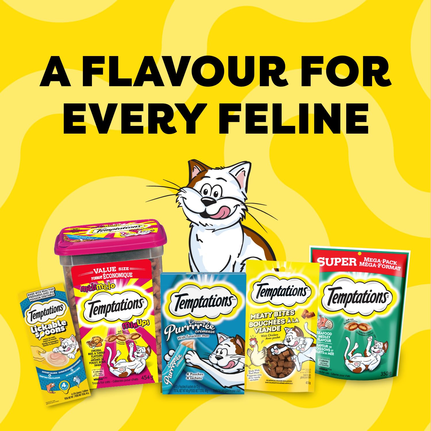 Temptations Lickable Spoons Adult Cat Treats Chicken & Salmon, Salmon & Tuna, Chicken & Cheese Flavours Variety Pack, (24) 10g Spoons (Pack of 2)