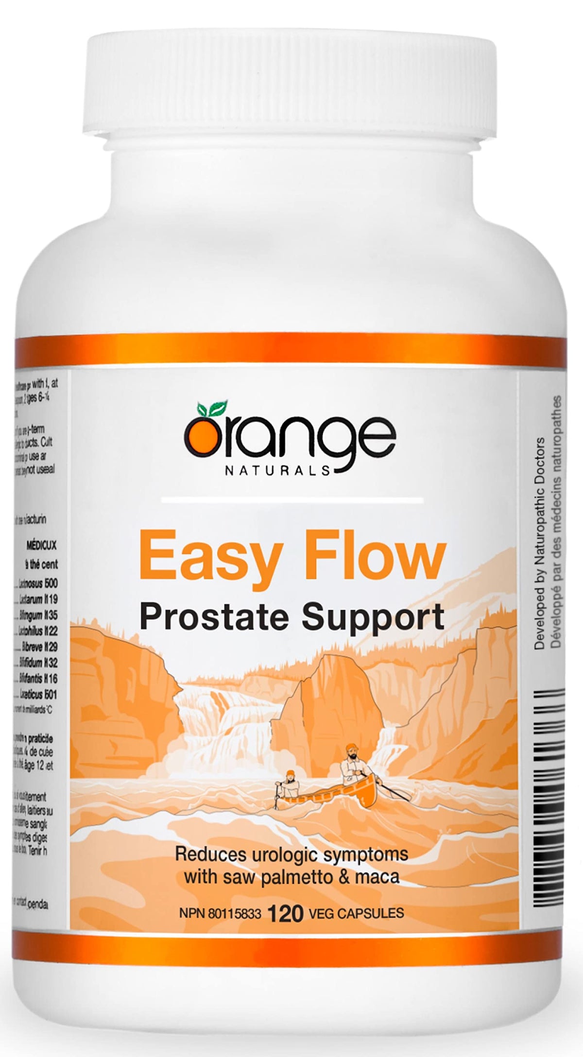 Orange Naturals - Easy Flow Prostate Support with Saw Palmetto & Maca, 120 Caps 30-Day Supply - Prostate Bladder Supplement - Helps Relief Weak Urine Flow, Incomplete Voiding, and Frequent Urination