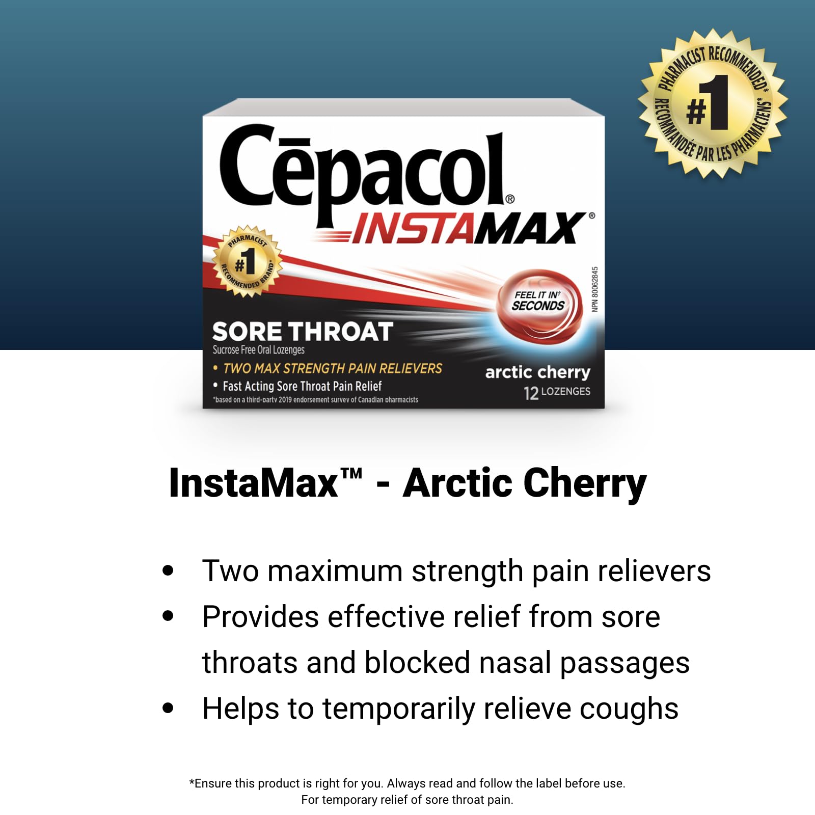 Cepacol Instamax Arctic Cherry, Sore Throat lozenges, 24 Count (Pack of 1)