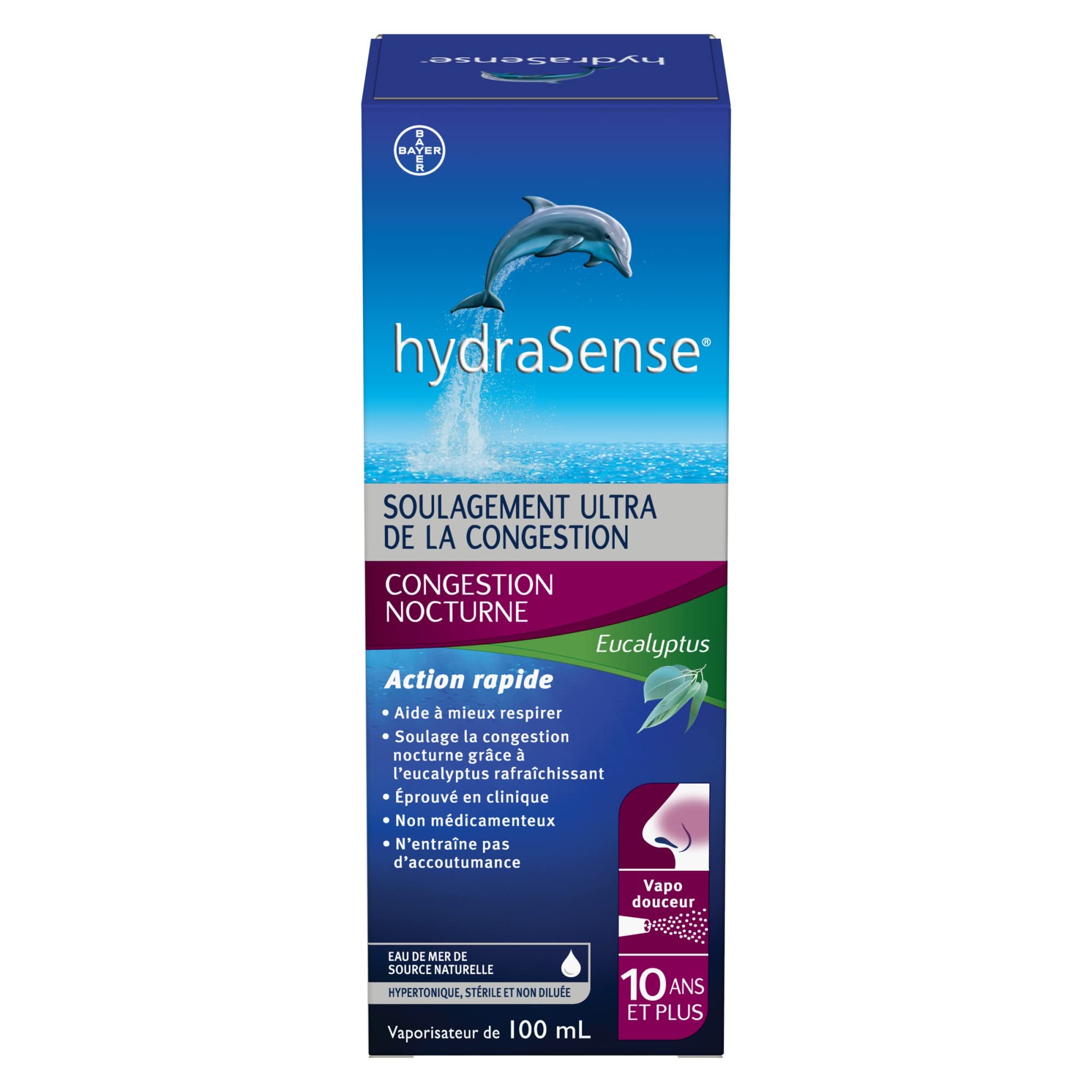 HydraSense Eucalyptus Nasal Spray, Specialty Nasal Care, With Refreshing Eucalyptus and Mint, 100 mL