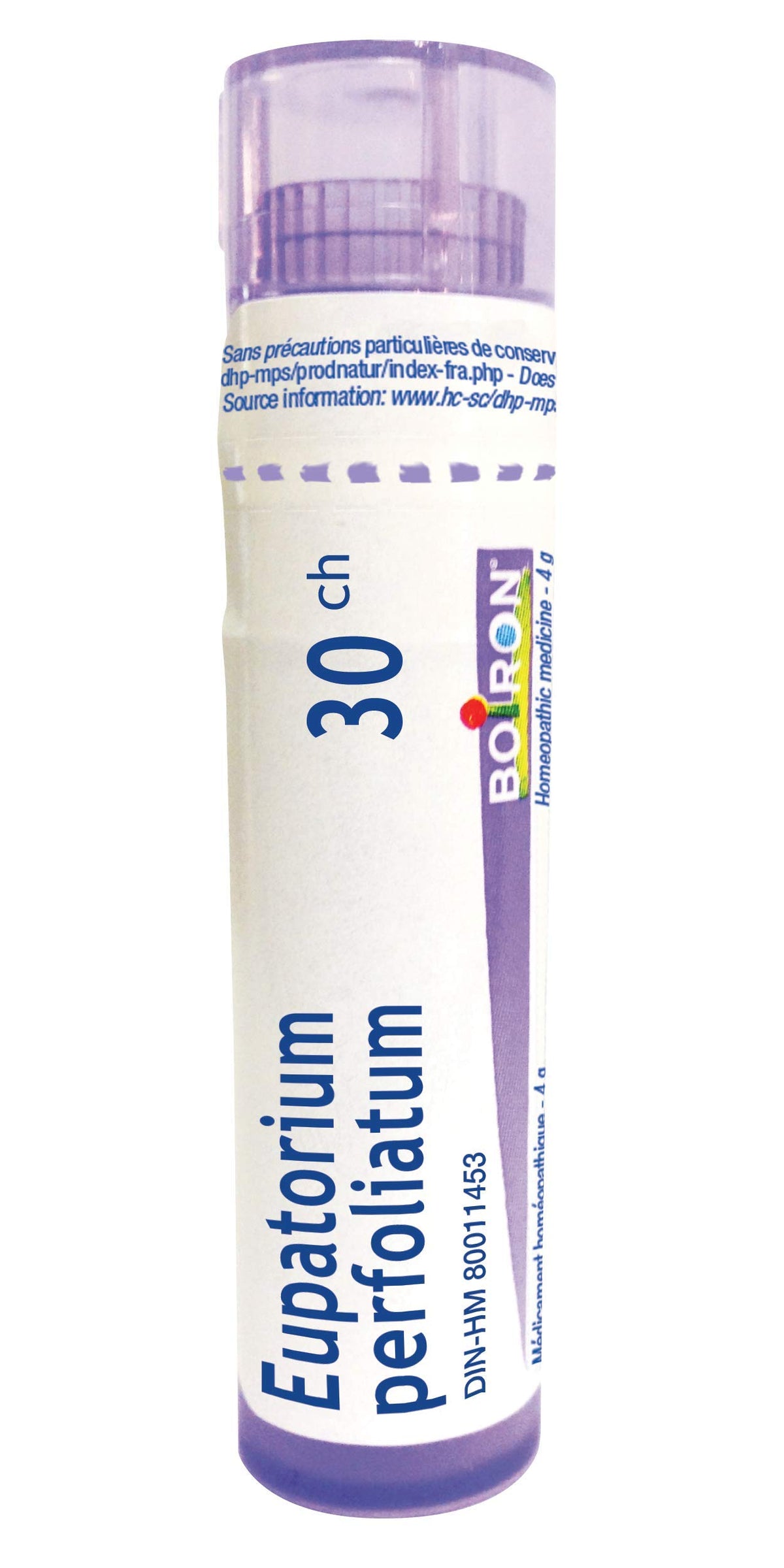 Boiron Eupatorium perfoliatum 30ch,Homeopathic medicine. Each tube contains 4 g (approximately 80 pellets)
