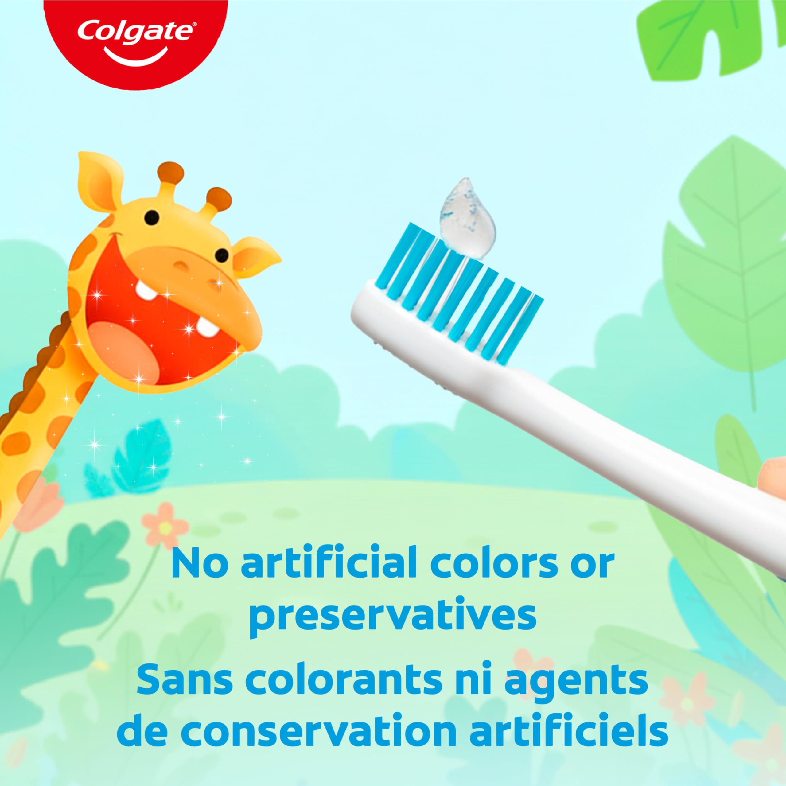 Colgate My First Infant and Toddler Training Toothpaste, Fluoride Free Baby Toothpaste, Ages 0-24 Months, Safe If Swallowed, Gently Cleans and Removes Plaque with Brushing, Mild Fruit Flavour, 40 mL
