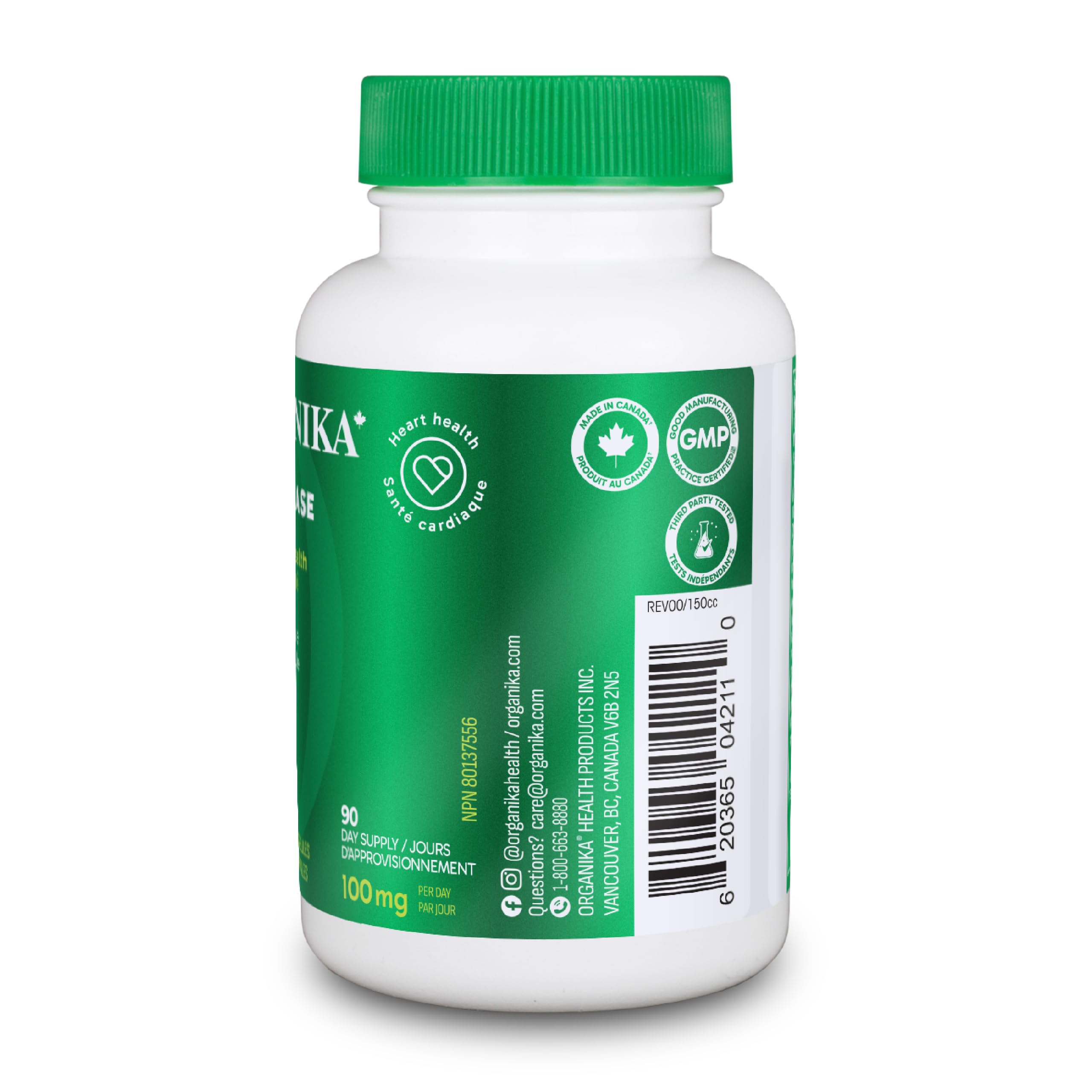 Organika Nattokinase 2000 FU Cardiovascular Support – High-Potency, Heart & Blood Circulation Supplement– One Capsule per Day, Non-GMO, Vegan, Gluten-Free – 90vcaps
