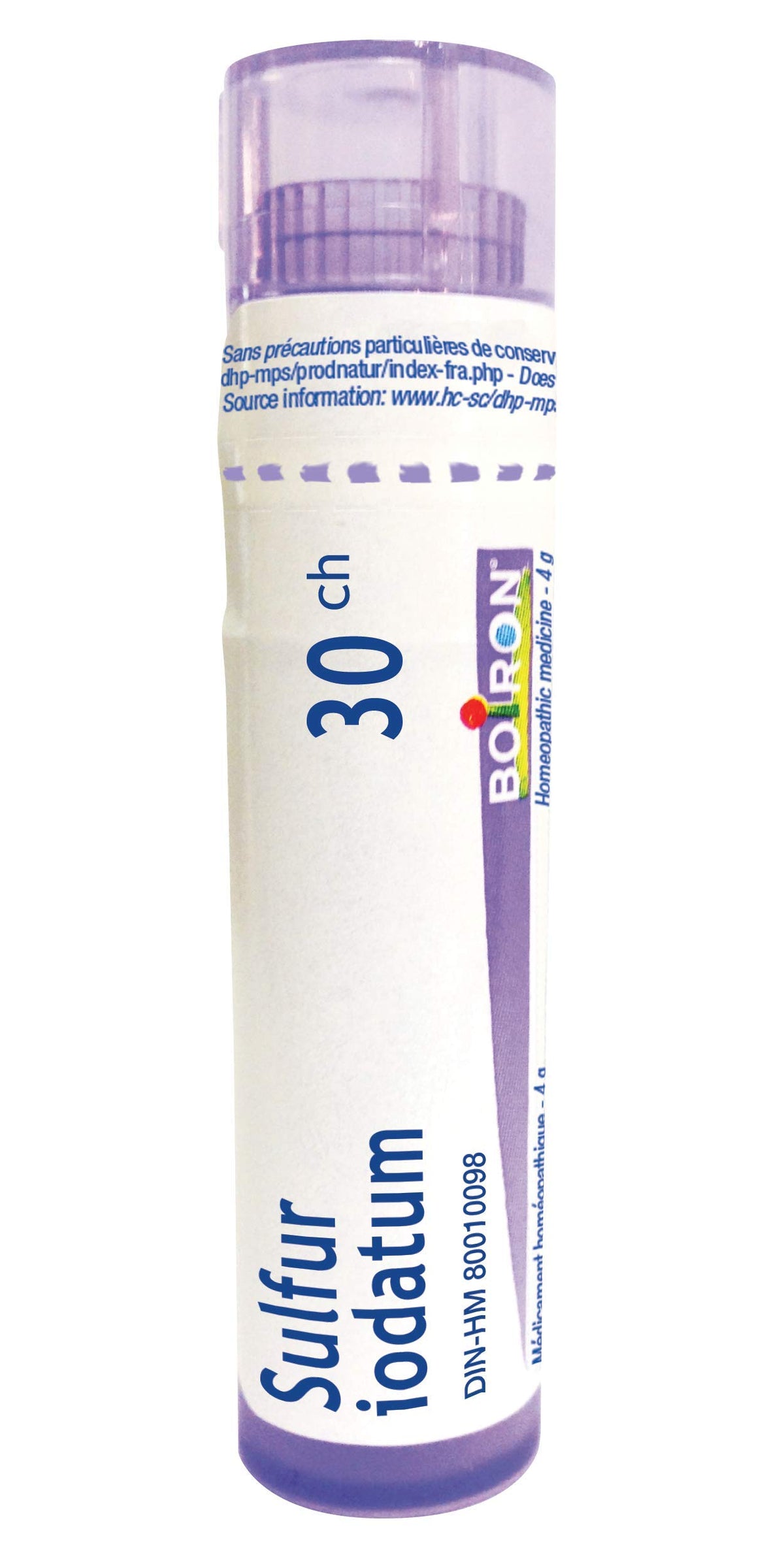 Boiron Sulfur iodatum 30ch,Homeopathic medicine. Each tube contains 4 g (approximately 80 pellets)