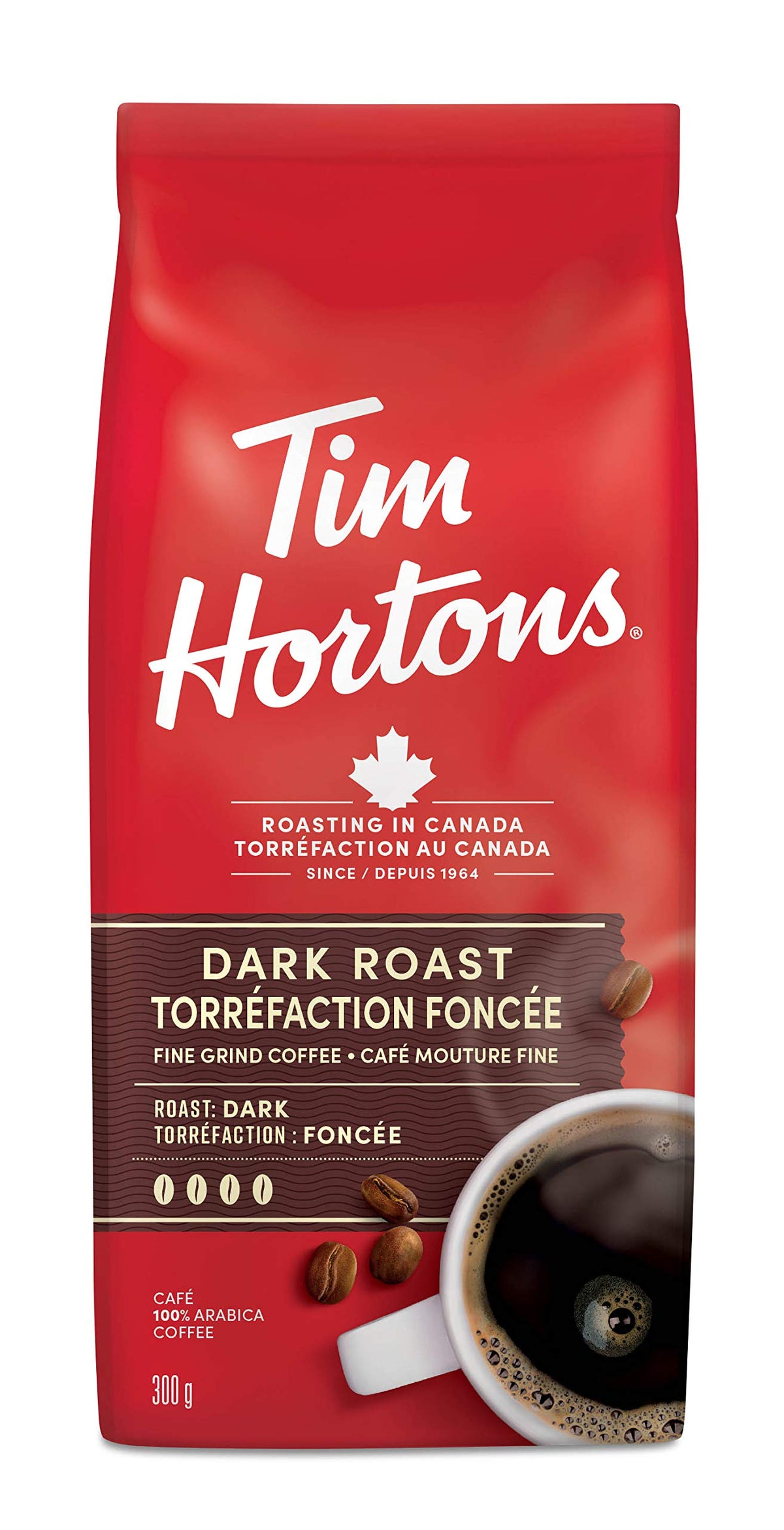 Tim Hortons Dark Roast, Fine Grind Coffee, 300g Bag