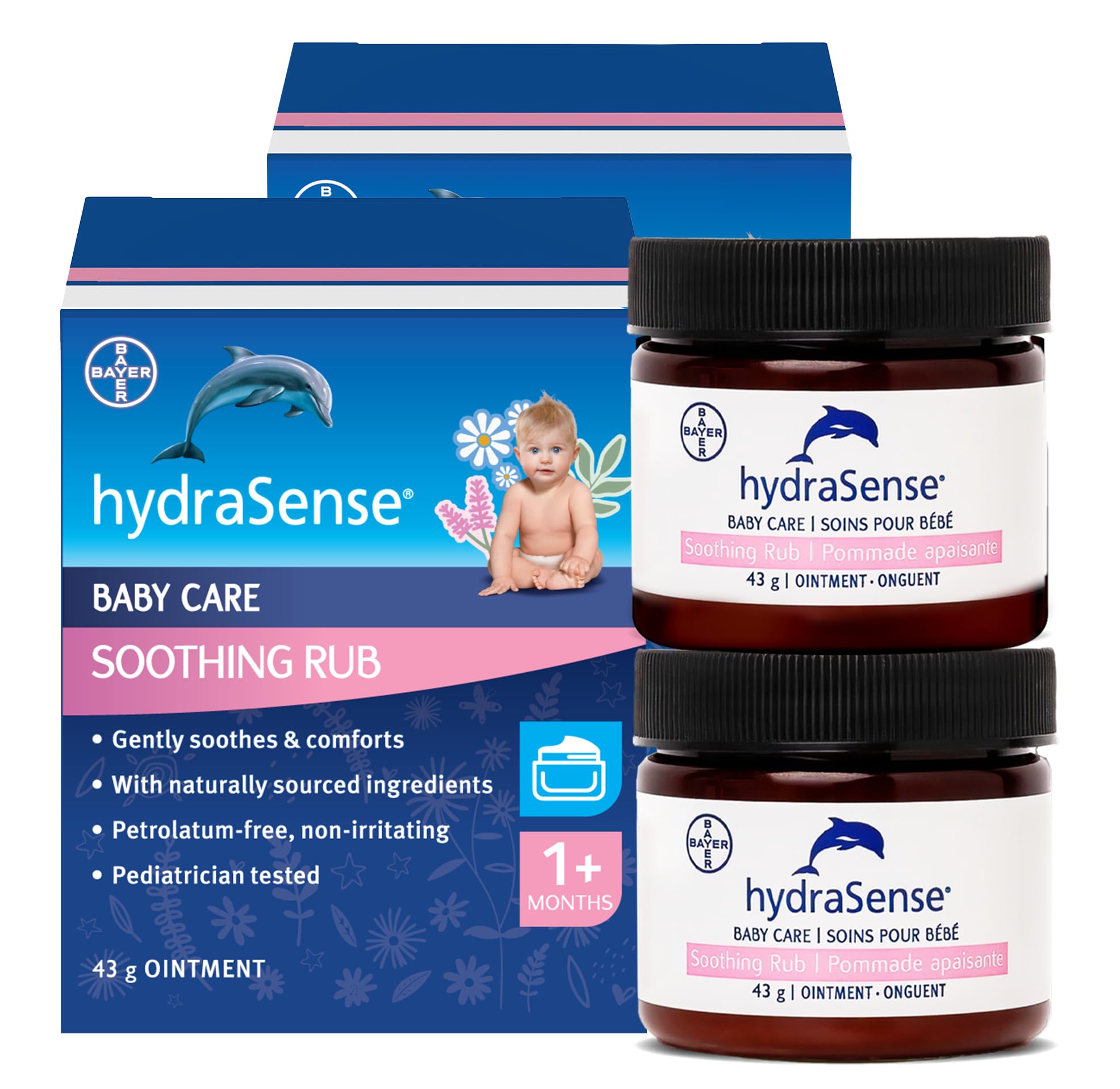 hydraSense Baby Care Soothing Rub – Gently Soothes & Comforts, Petrolatum-free, Non-irritating, Made with Naturally Sourced Ingredients Eucalyptus, Lavender & Chamomile, Pediatrician Tested (2x43g)