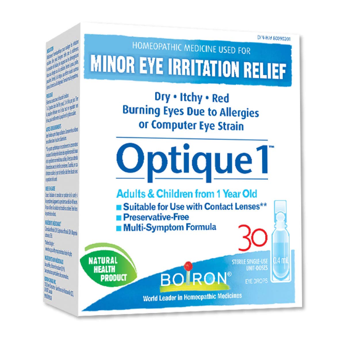 Boiron RhinAllergy for Relief from Allergy Symptoms of Sneezing, Runny Nose, and Itchy Eyes & Optique 1, Eye drops used to relieve minor eye irritations such as dry, itchy or red burning