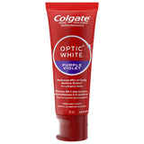 Colgate Optic White Purple Teeth Whitening Toothpaste, Anticavity Toothpaste with Fluoride, Fresh Mint Flavour, 90 mL