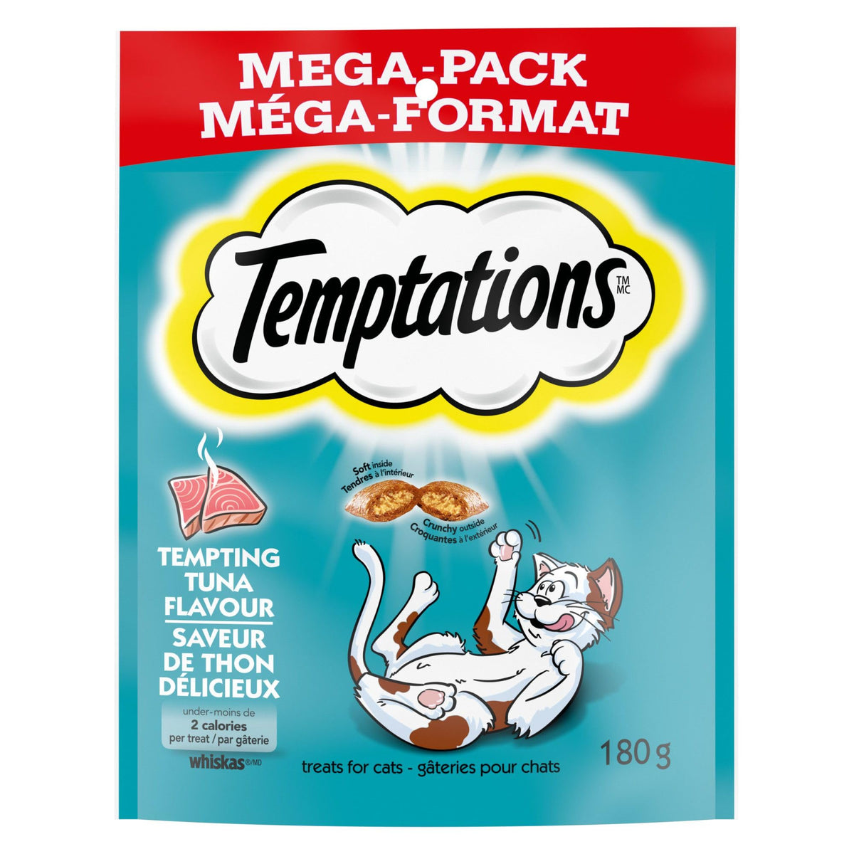 TEMPTATIONS Cat Treats, Tempting Tuna Flavour, 180g (10 Pack)