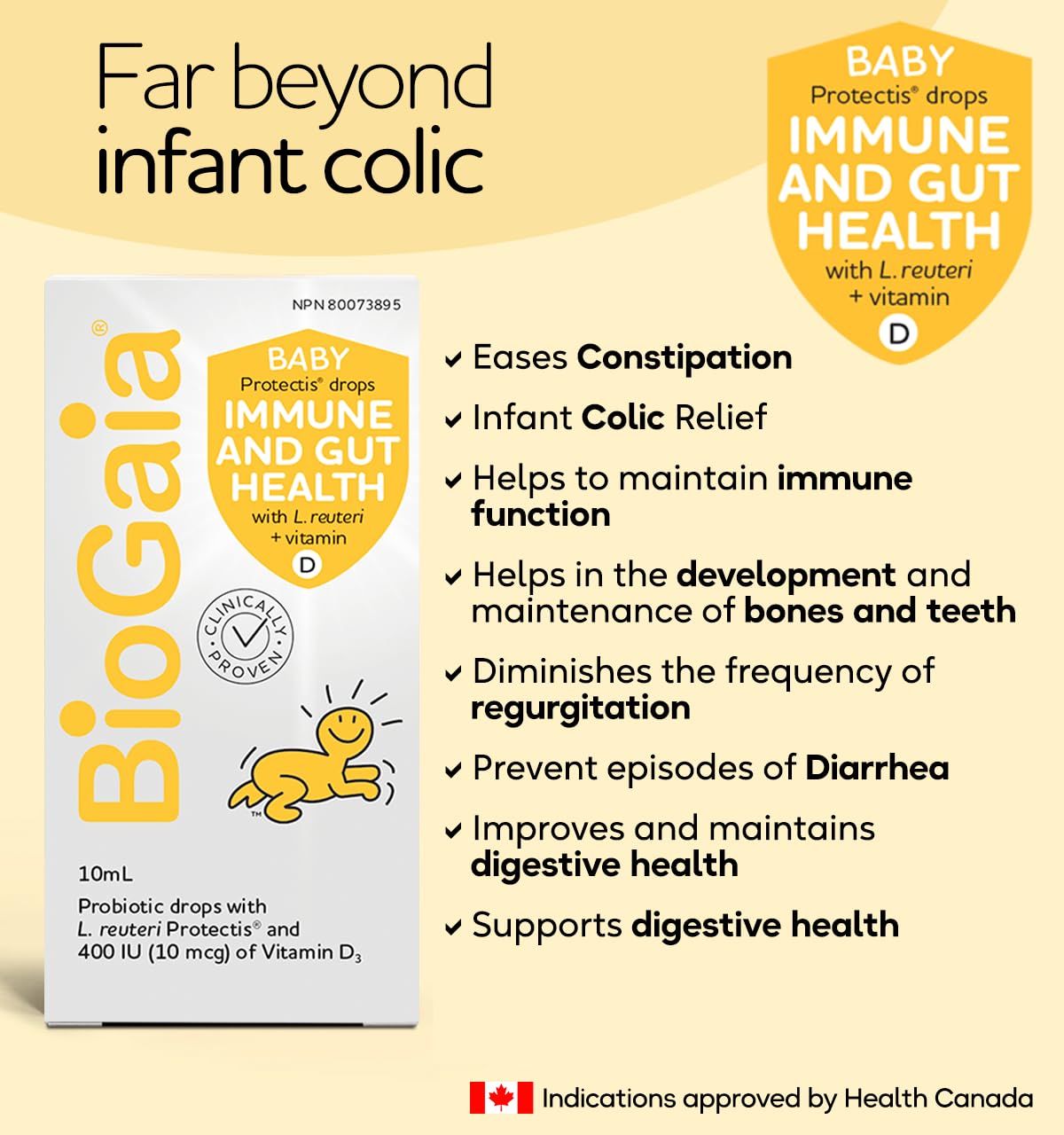BioGaia Probiotic Drops with 400IU of Vit.D | 10mL BioGaia Immune & Gut Health | 50 Day Supply | Promotes The Development of Healthy Immune & Digestive Systems in Infants, Babies & Toddlers
