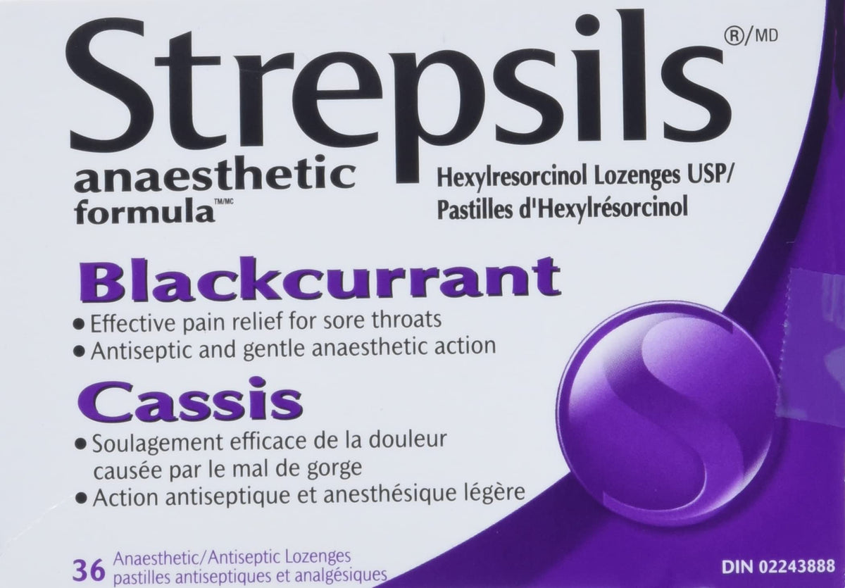 Strepsils Fast and Effective Relief for Sore Throat, Lozenges, Black Current, 36 count