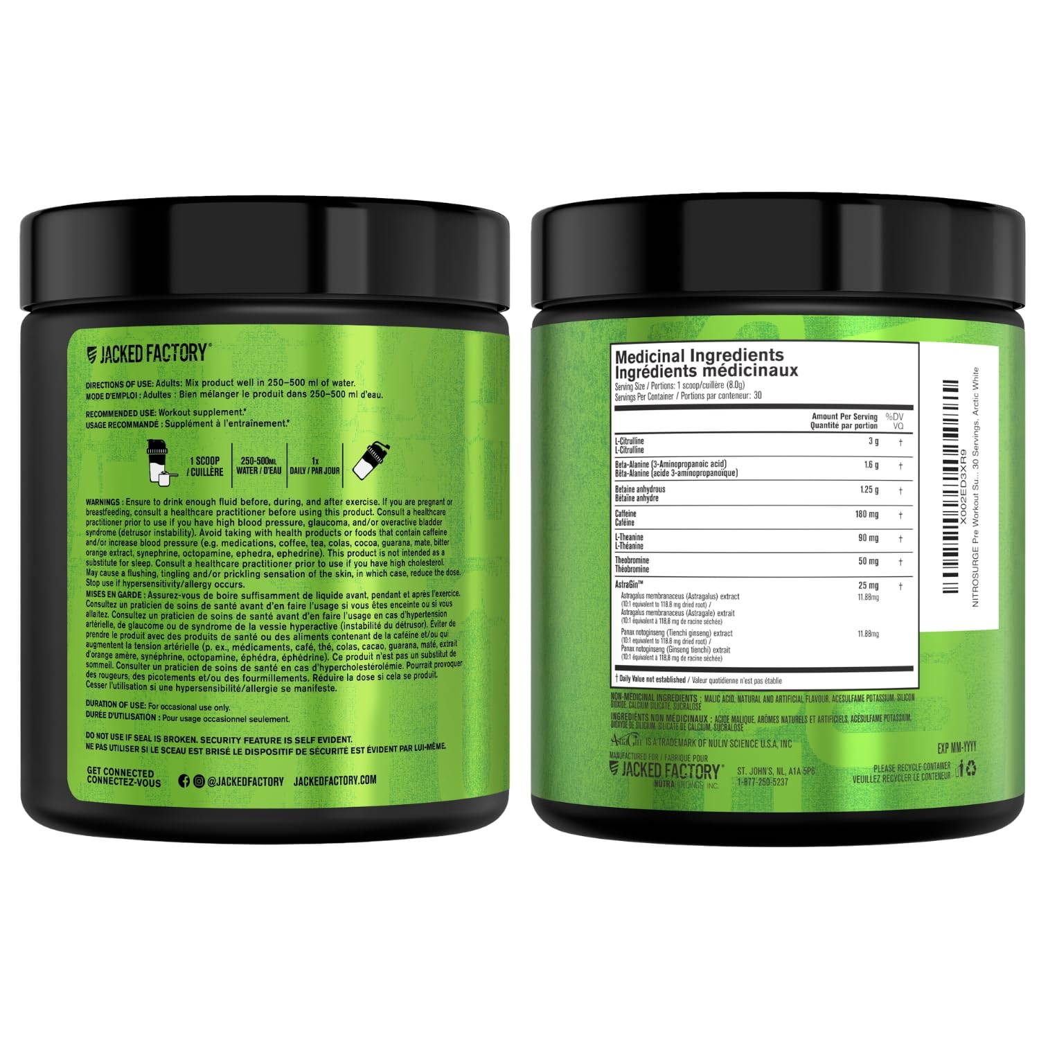NITROSURGE Pre Workout Supplement - Endless Energy, Instant Strength Gains, Clear Focus, Intense Pumps - Nitric Oxide Booster & Preworkout Powder with Beta Alanine - 30 Servings, Arctic White