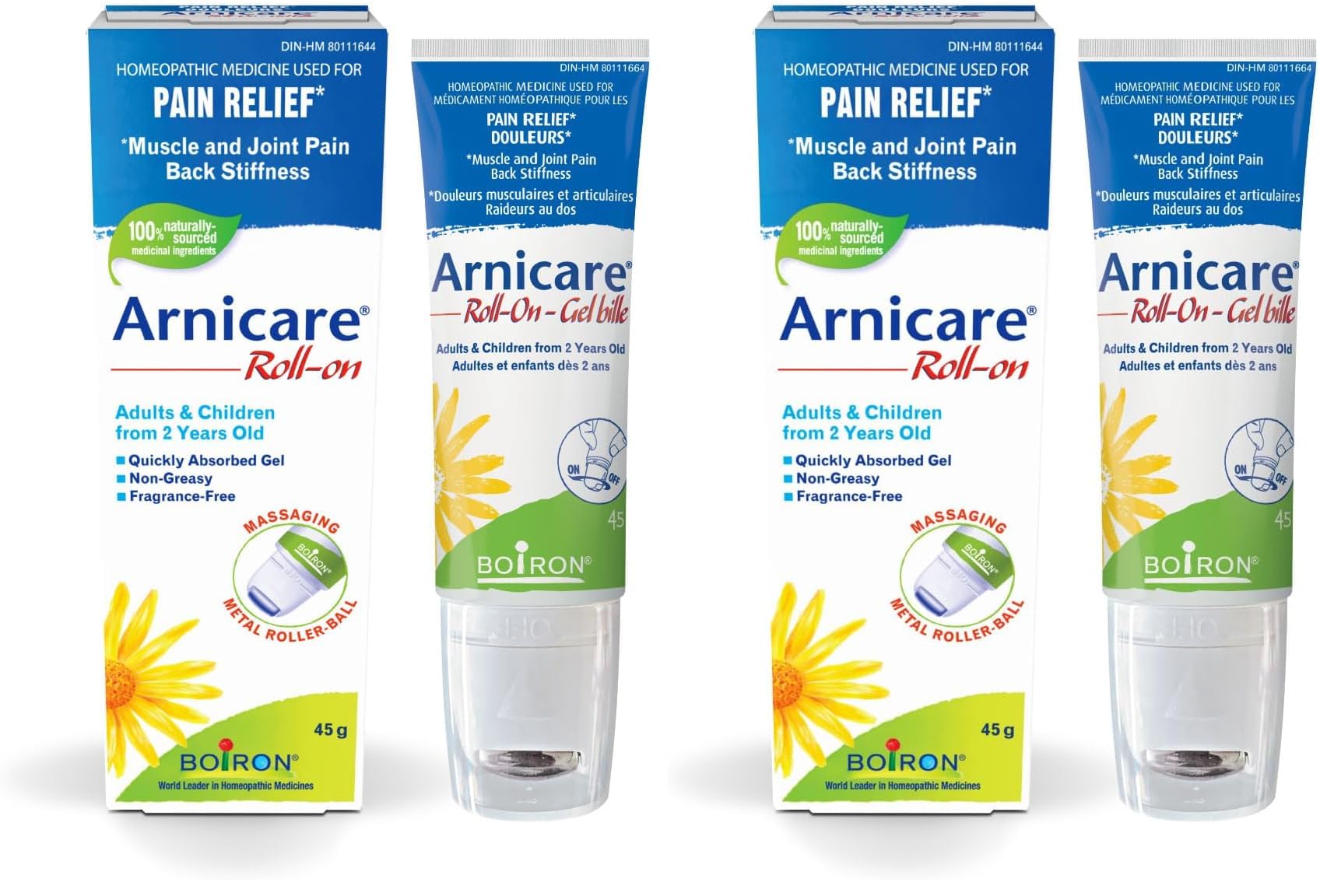 Boiron Arnicare Roll-on Homeopathic medicine for the relief of pain, stiffness (tension) in muscles and joints caused by minor traumas, physical activity or overexertion. Relieves painful back stiffness.45g