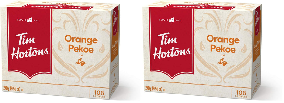 Tim Hortons Orange Pekoe Tea Bags, Classic Steeped Tea, 108ct Pack (Pack of 2)
