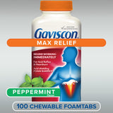 Gaviscon Max Relief Tablets - 100 Count - Chewable Foaming Antacid Tablets for Day and Night Heartburn Relief, Acid Reflux and GERD Relief, Cooling & Refreshing Peppermint - Free of Aluminum & Lactose