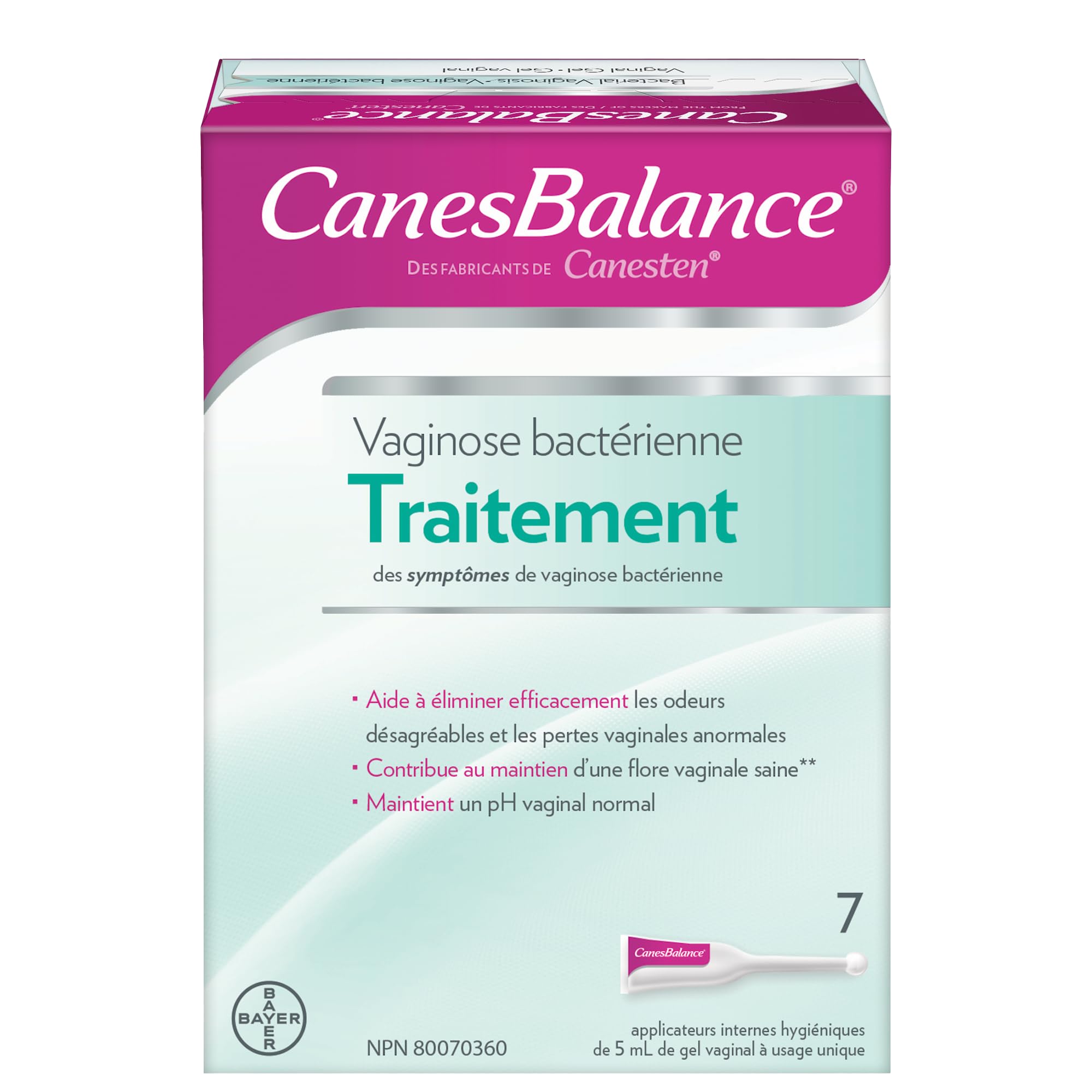 CanesBalance Bacterial Vaginosis Treatment For BV Symptoms - Vaginal Gel BV Treatment For Women, Relieves Vaginal Odor, Maintains Normal Vaginal pH, Supports Vaginal Health, 7 Single-Use Applicators