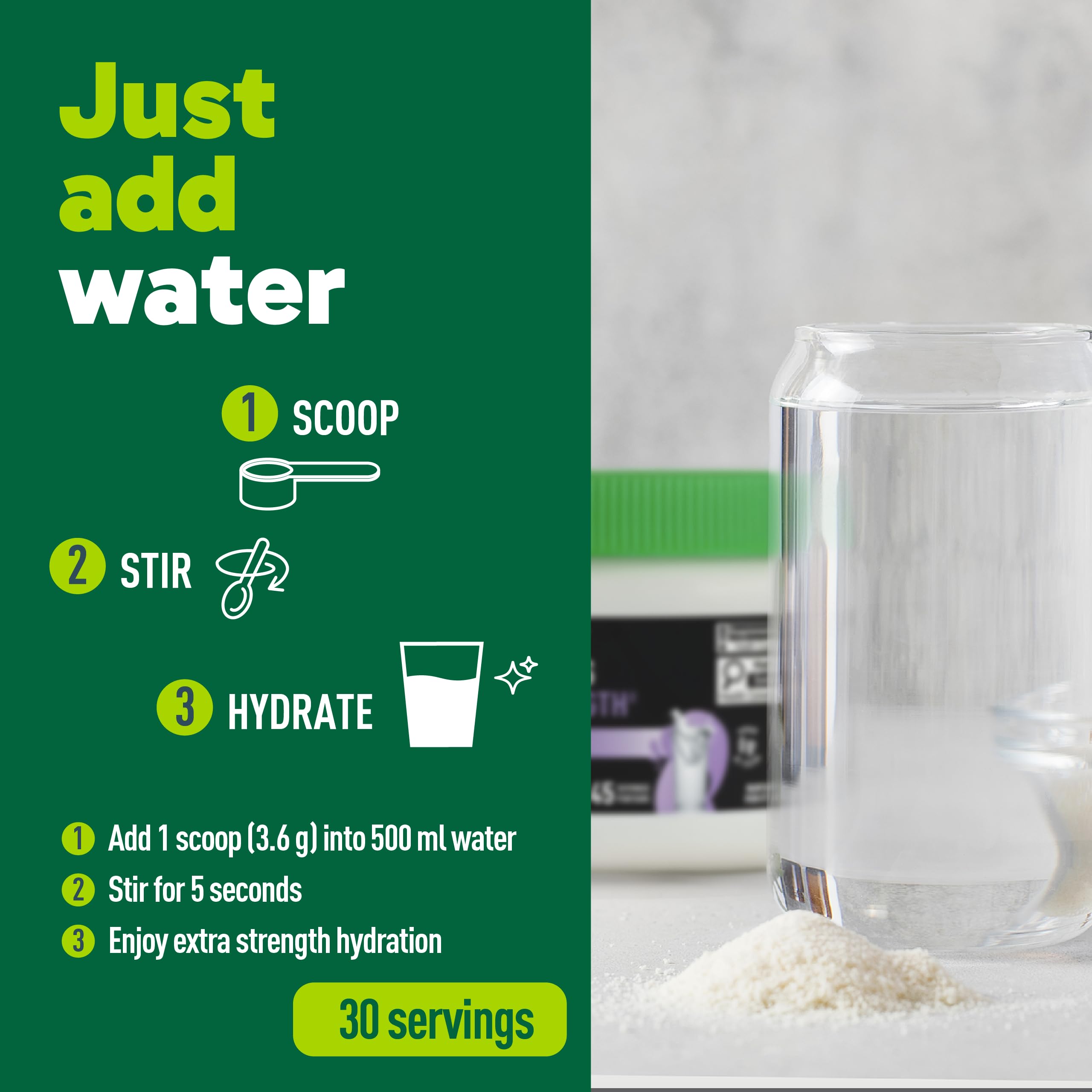 Organika Canadian-Made Electrolytes Extra-Strength Powder, NSF Certified, Unflavoured, 1000 mg Sodium, Sugar-Free Hydration & Recovery, 162g, 45 Servings