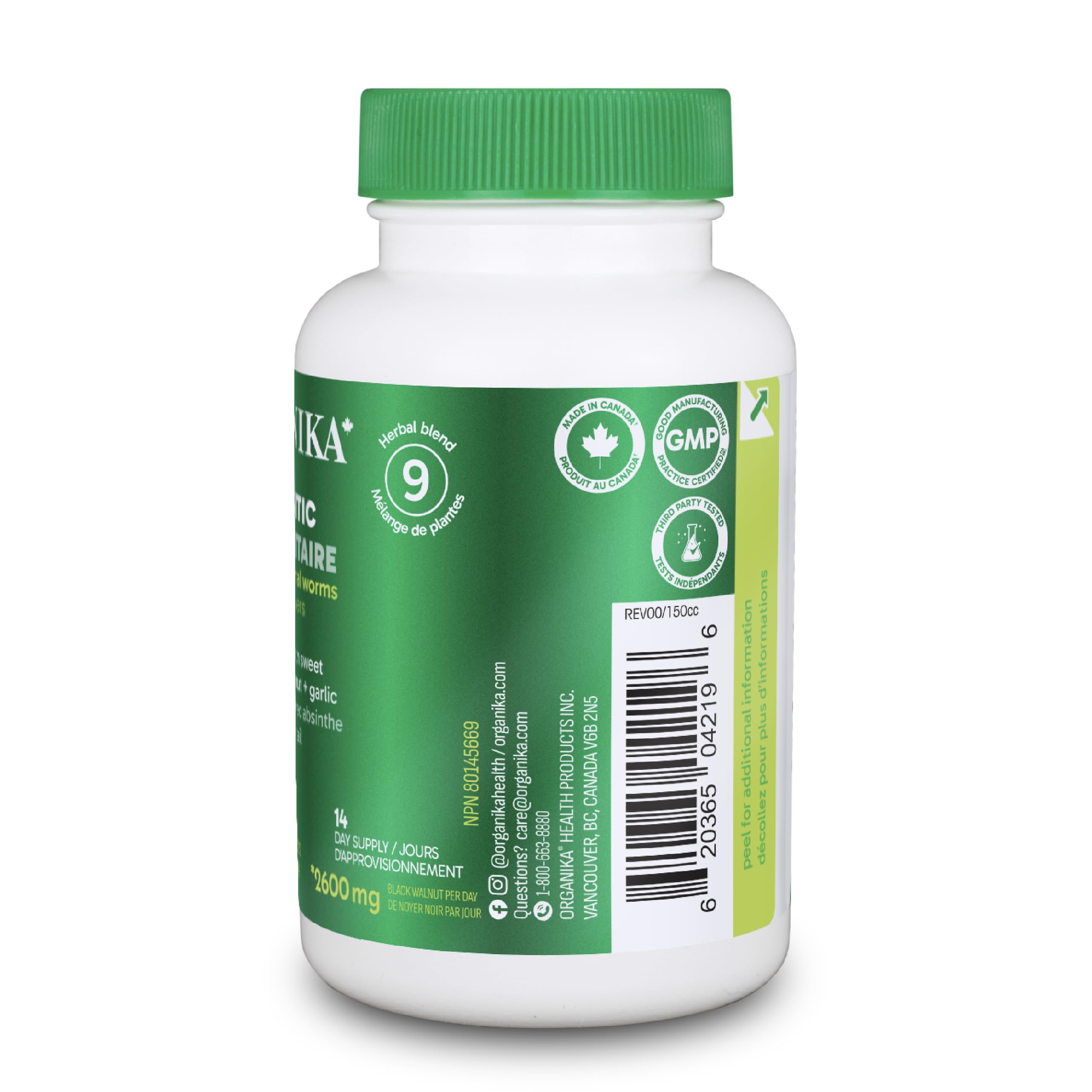Organika Antiparasitic Capsules with Wormwood & Black Walnut Hull | Herbal Cleanse for Intestinal & Digestive Health | 7-Day Protocol | Traditional Botanical Formula | 56vcaps