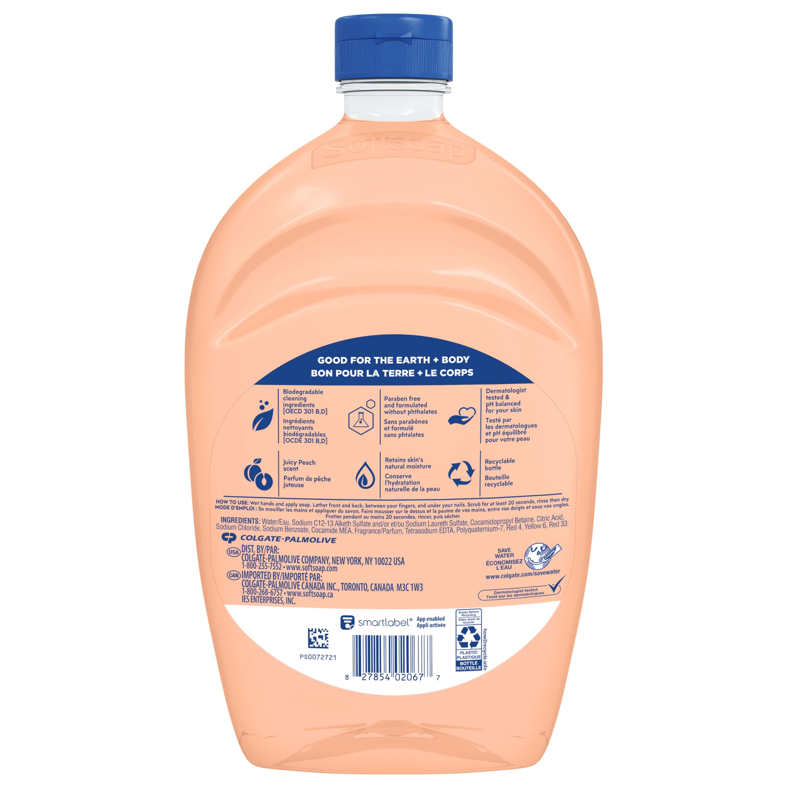 Softsoap Antibacterial Liquid Hand Soap Refill – Juicy Peach Scent, 50 oz – Moisturizing pH-Balanced Formula, Gentle on Skin, Deep Cleansing, Paraben Phthalate-Free – Ideal for Kitchen and Bathroom