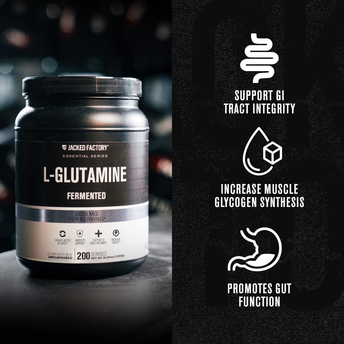 L-Glutamine Powder 200 Servings - Vegan Fermented L Glutamine Powder for Post Workout Muscle Recovery, Immunity, Digestive Health - Tested & Trusted, No Artificial Fillers - Unflavored