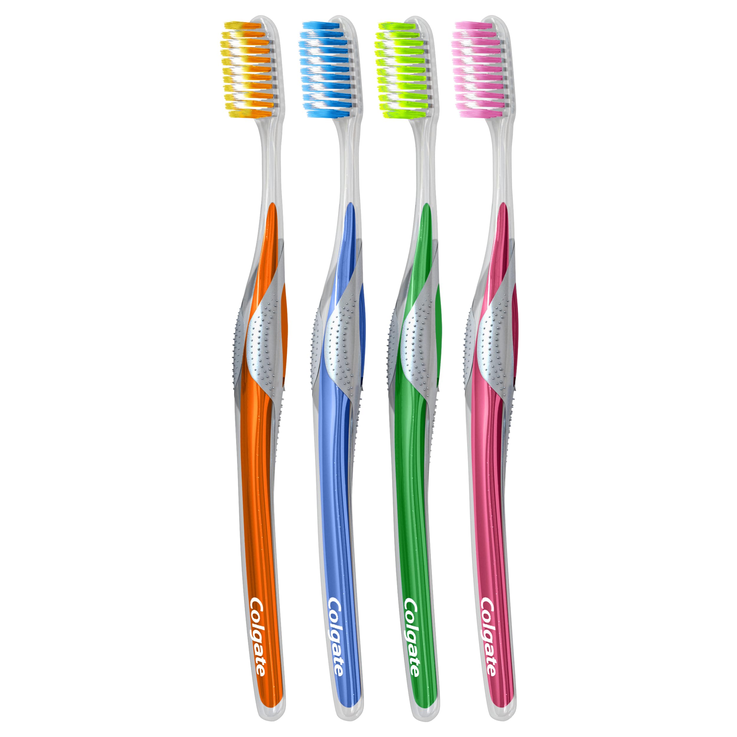 Colgate Extra Soft Full Size Toothbrush (4 Pack) with Ultra Slim Floss-Tip Bristles - Ultra Soft Toothbrush for Gentle Oral Care, Slim Ergonomic Design for Comfortable Grip, Colgate Quality Assurance