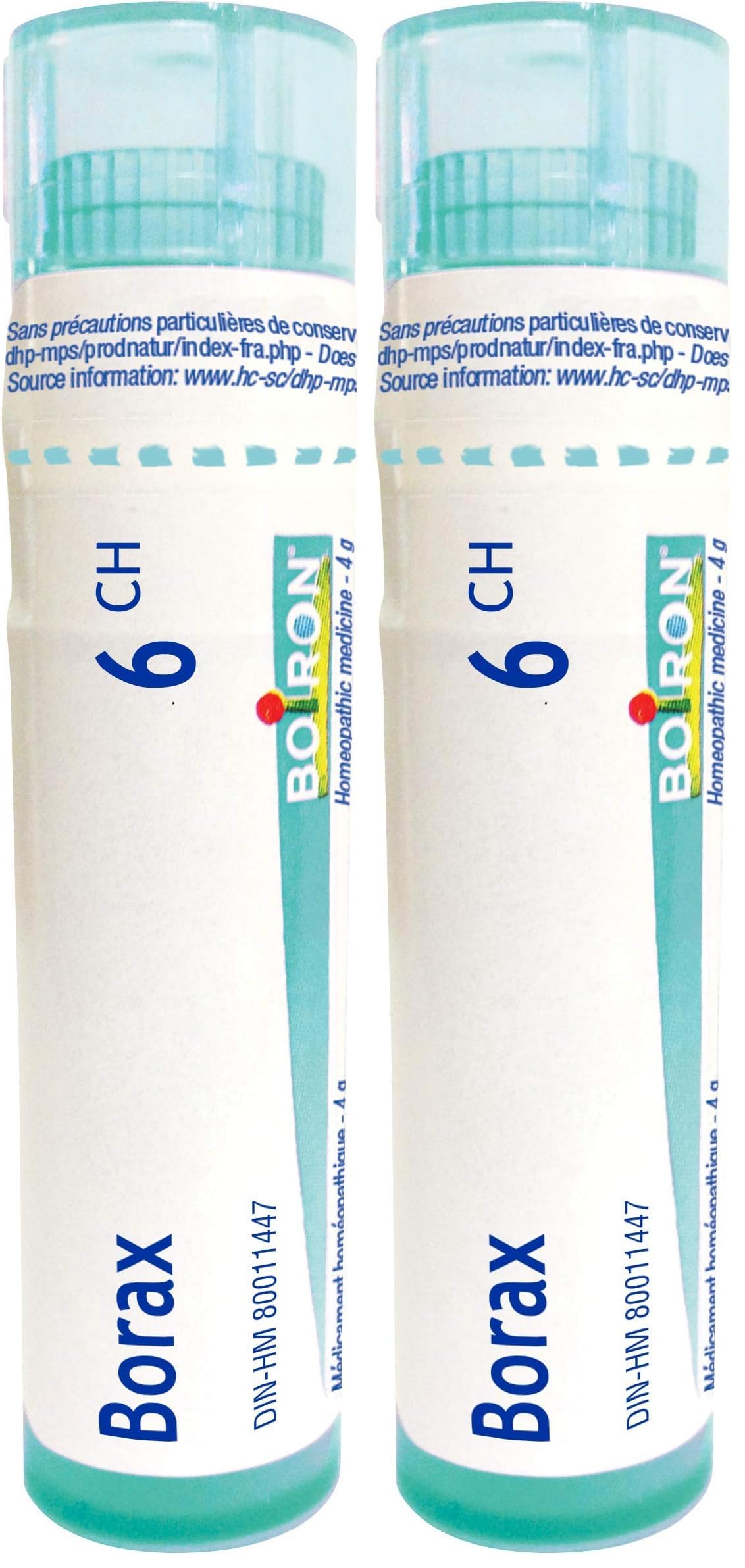 Boiron Borax 6ch,Homeopathic medicine. Each tube contains 4 g (approximately 80 pellets) (Pack of 2)