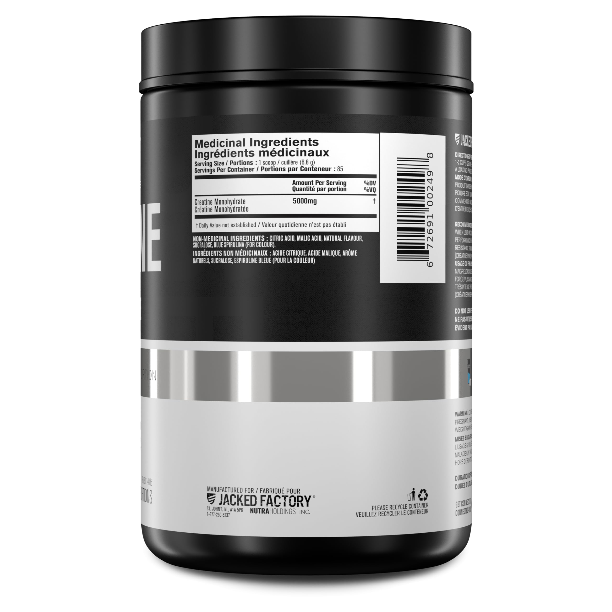 Jacked Factory Creatine Monohydrate Powder - Canadian-Owned Informed Choice Certified Supplement for Increased Muscle Mass*, Improved Strength Power & Performance** - 85 Servings, Blue Raspberry
