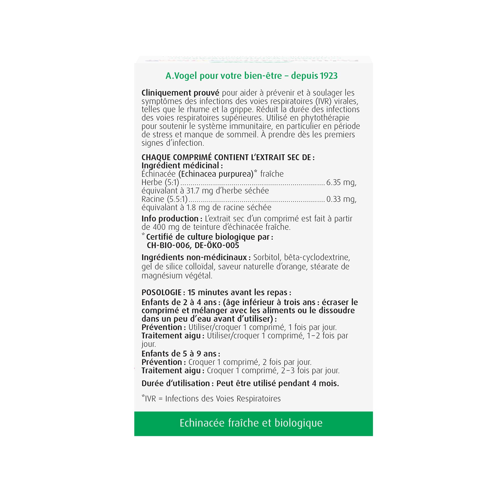 A.Vogel Echinaforce Junior Chewable Tabs - Organic Echinacea Tabs - Cold and Flu Symptoms Relief - Immune System Support - Children 2+ - 180 Tabs