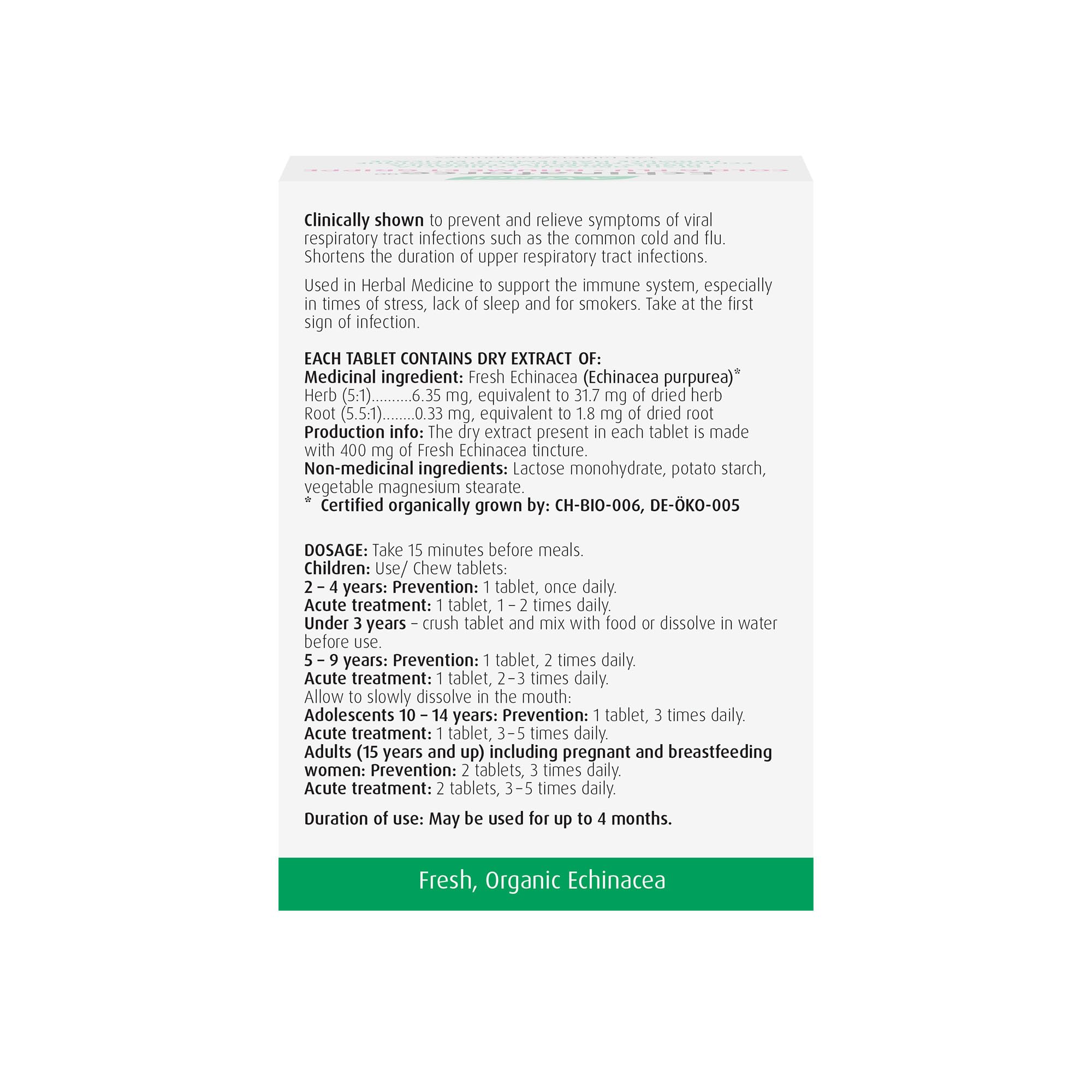 A.Vogel Echinaforce Echinacea Chewable Tablets - Organic Echinacea Supplement - Relieves Cold and Flu Symptoms by Strengthening the Immune System - Gluten & Sugar Free - Children 2+ - 120 Tabs