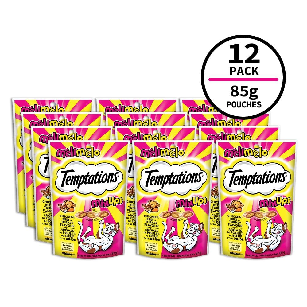 TEMPTATIONS Mix-Ups Cat Treats, Chicken & Beef & Turkey, 85g Pouch (12 Pack)