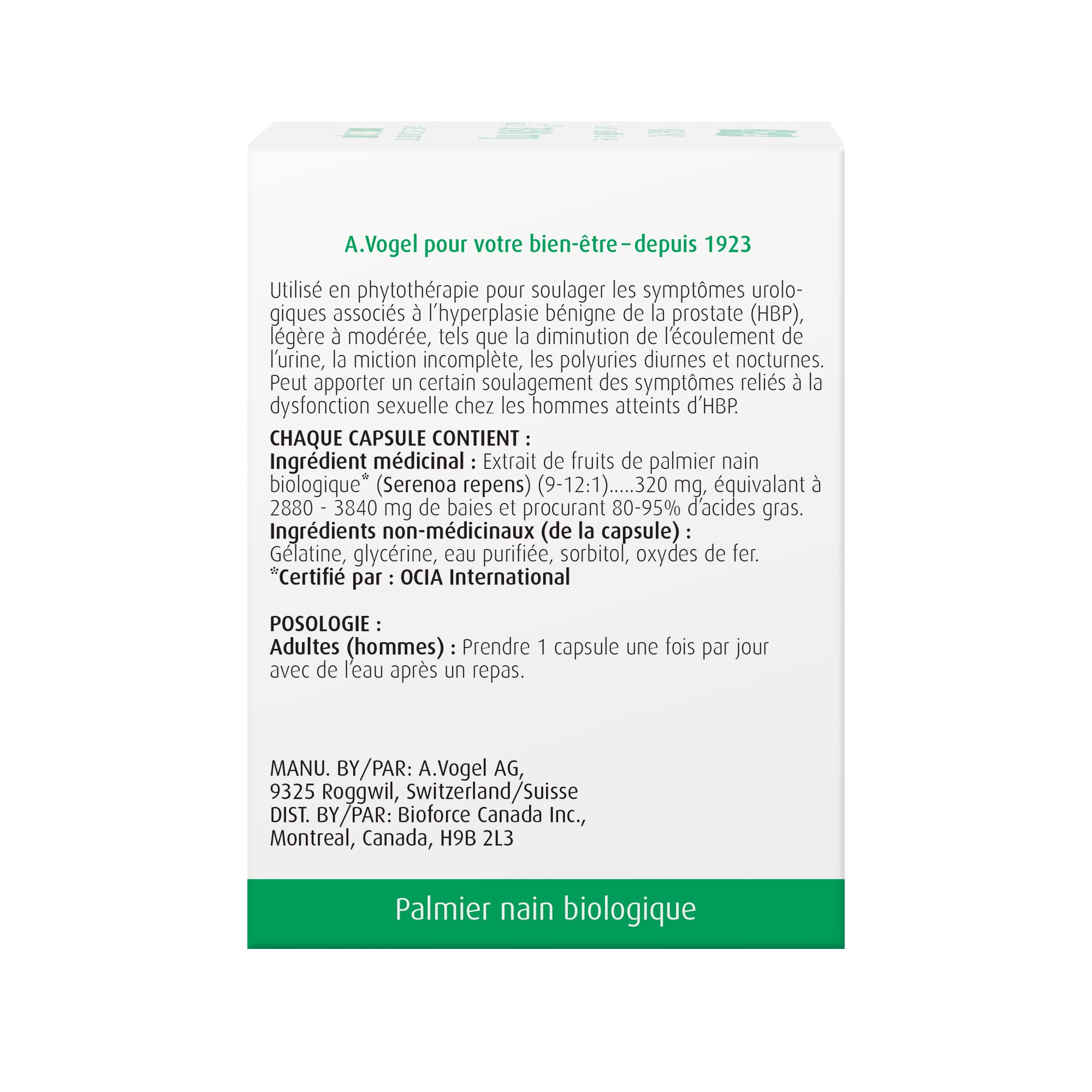 A.Vogel Organic Saw Palmetto Capsules for Prostate Health - Enlarged Prostate Symptoms Relief, Frequent Urination, Weak Urine Flow - 30 Caps
