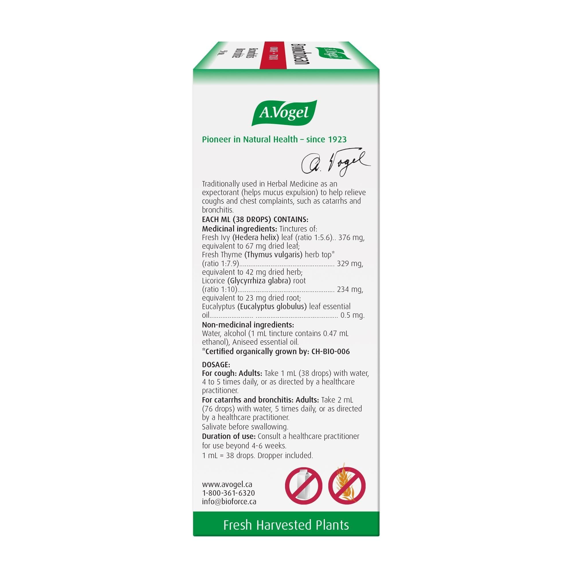 A.Vogel Bronchosan Natural Herbal Cough Syrup with Ivy Leaf for Chest Congestion & Mucus Relief – Soothes Productive Coughs – Sugar-Free, Non-Drowsy Formula – 50mL
