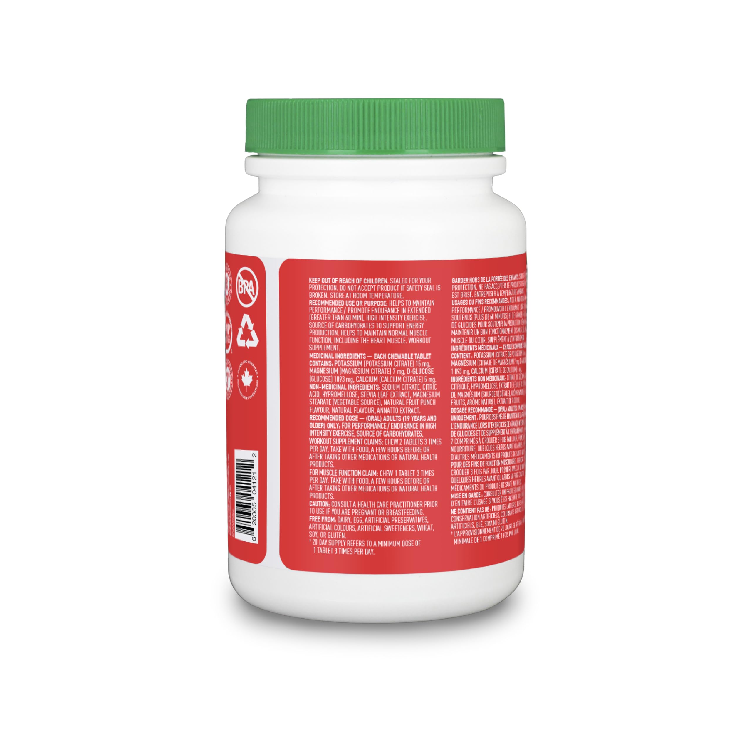 Organika Electrolyte Salt Tabs - Fruit Punch Flavour Chewable - Fast Hydration for Endurance and Energy Boost with Added D-Glucose - 60tabs