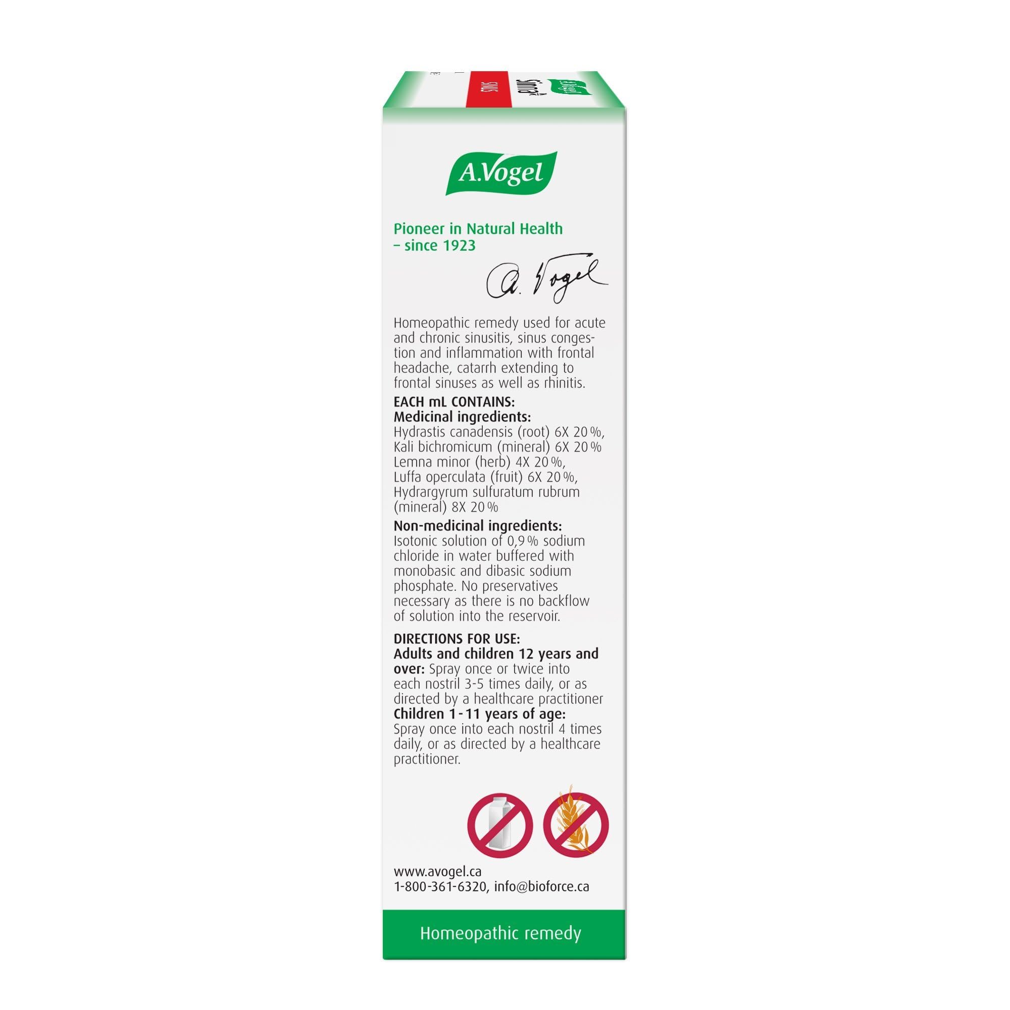A.Vogel Sinna Nasal Spray - Acute and Chronic Sinusitis Relief - Sinus Congestion and Inflammation Treatment - Homeopathic Remedy - Non-Drowsy - Ages 1+ - 20mL