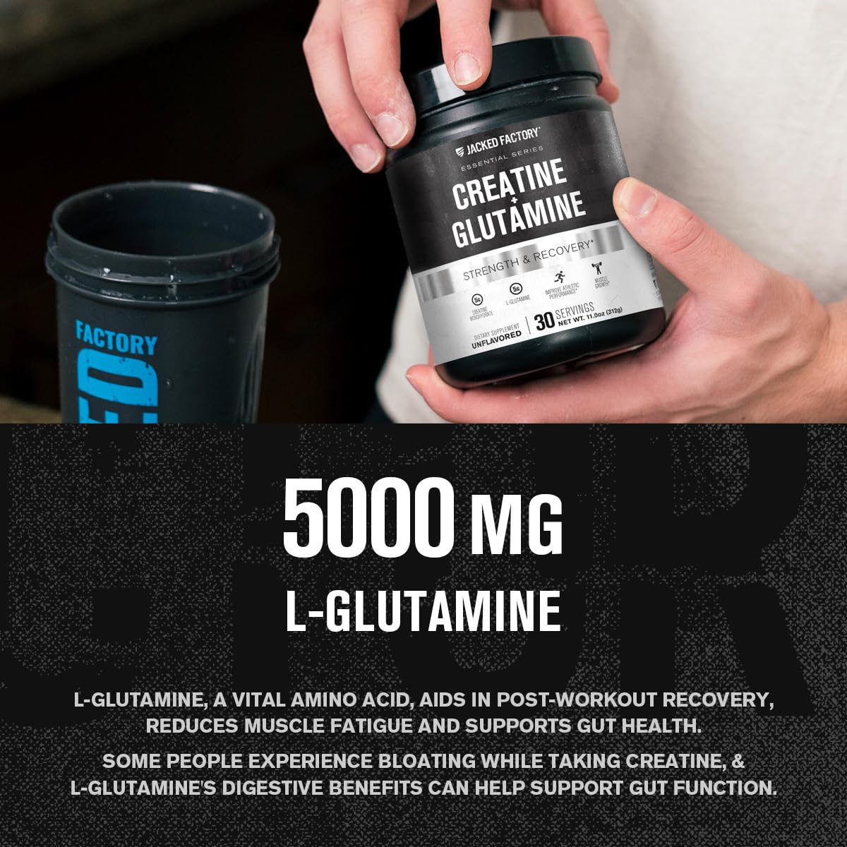 Creatine + Glutamine - Canadian-Owned Supplement with L-Glutamine - 30 Servings