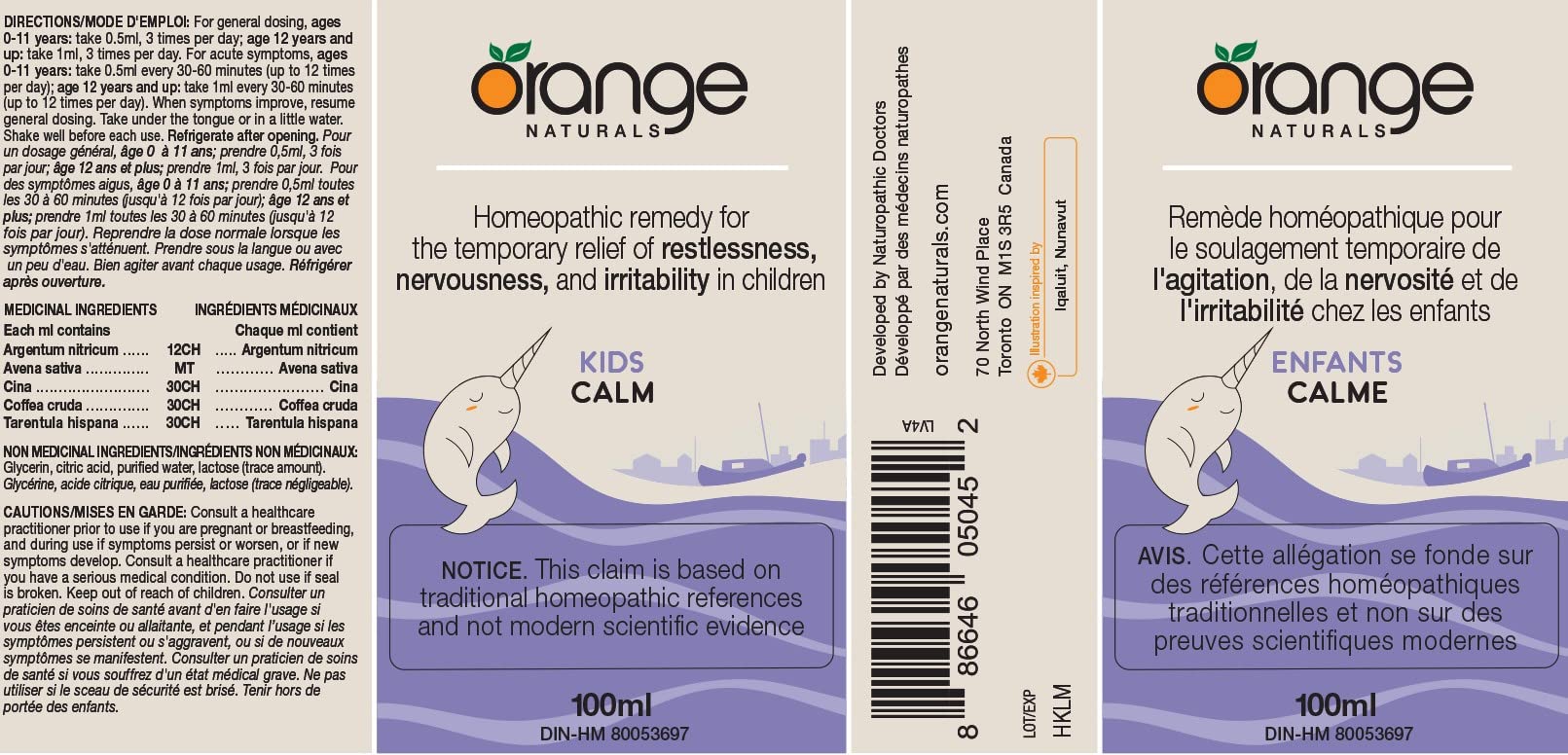 ORANGE NATURALS Calm for Kids 100ml - Gentle Homeopathic Remedy for Children's Restlessness & Mild Sleep Issues - Non-Drowsy Formula, Soothes Irritability & Supports Calm Behavior