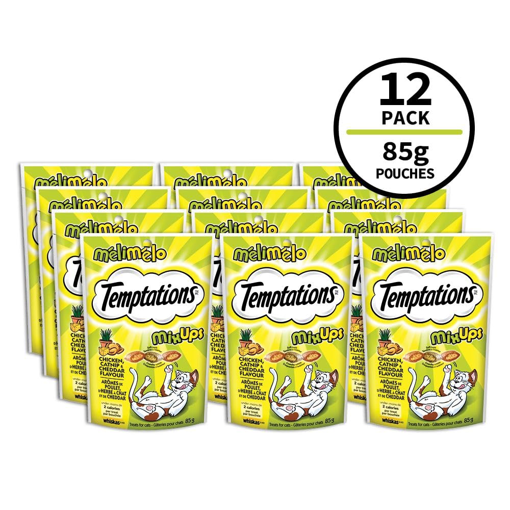 TEMPTATIONS Mix-Ups Cat Treats, Chicken & Catnip & Cheddar, 85g Pouch (12 Pack)