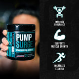 Pumpsurge Caffeine Free Preworkout for Men & Women - Stim Free Pre Workout Powder, Nitric Oxide Pump Pre Workout, & Nootropic Supplement - Intense Pumps, Laser Focus - 20 Servings, Strawberry Lemonade