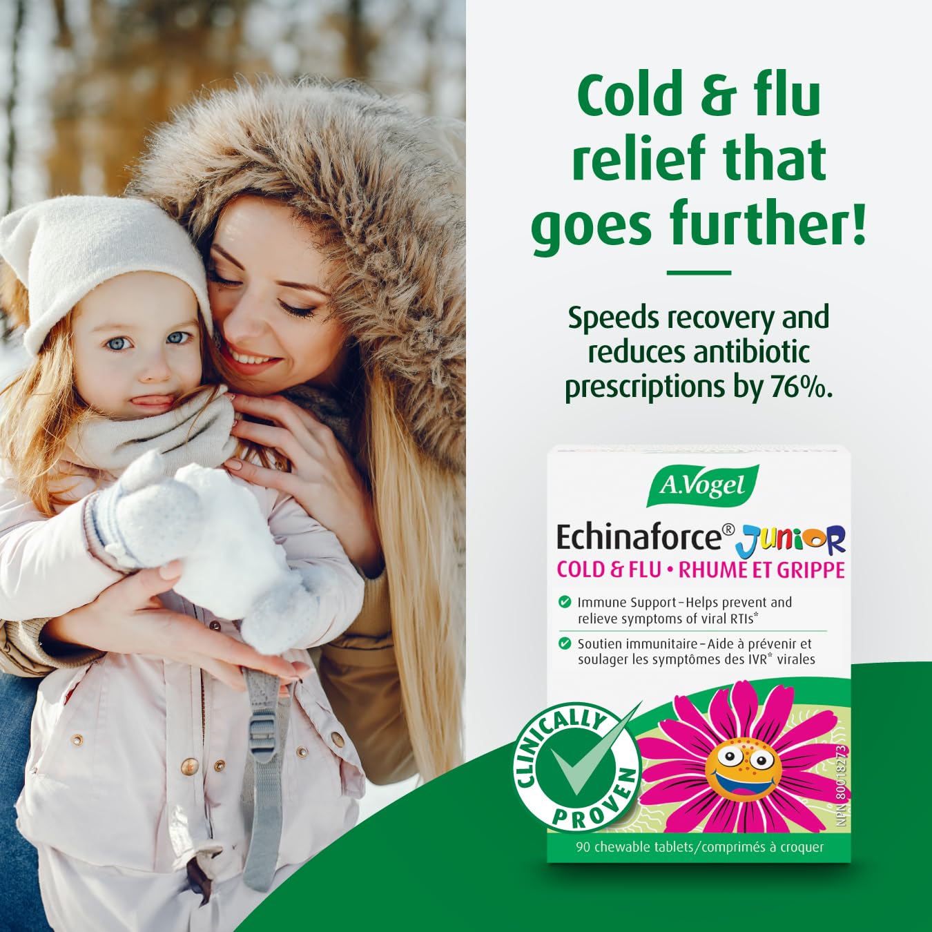 A.Vogel Echinaforce Junior Chewable Tabs - Organic Echinacea Tabs - Cold and Flu Symptoms Relief - Immune System Support - Children 2+ - 90 Tabs