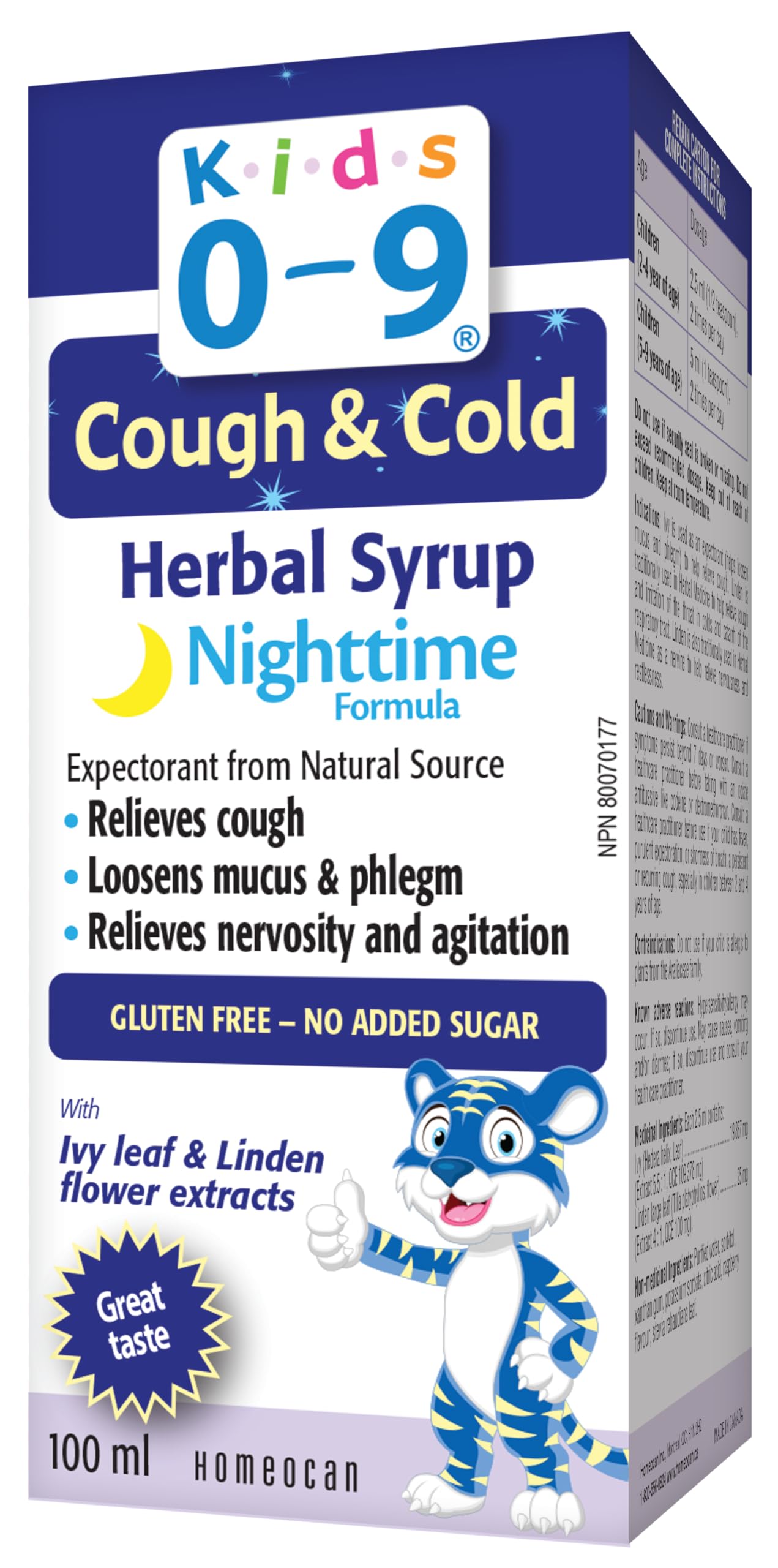 Kids 0-9 Cough & Cold Herbal Night Syrup 100ml - Relieves Cough, Nervosity and Agitation - Loosens Mucus and Phlegm with Ivy Leaf & Linden Flower Extracts - Non-Drowsy and Gluten-Free