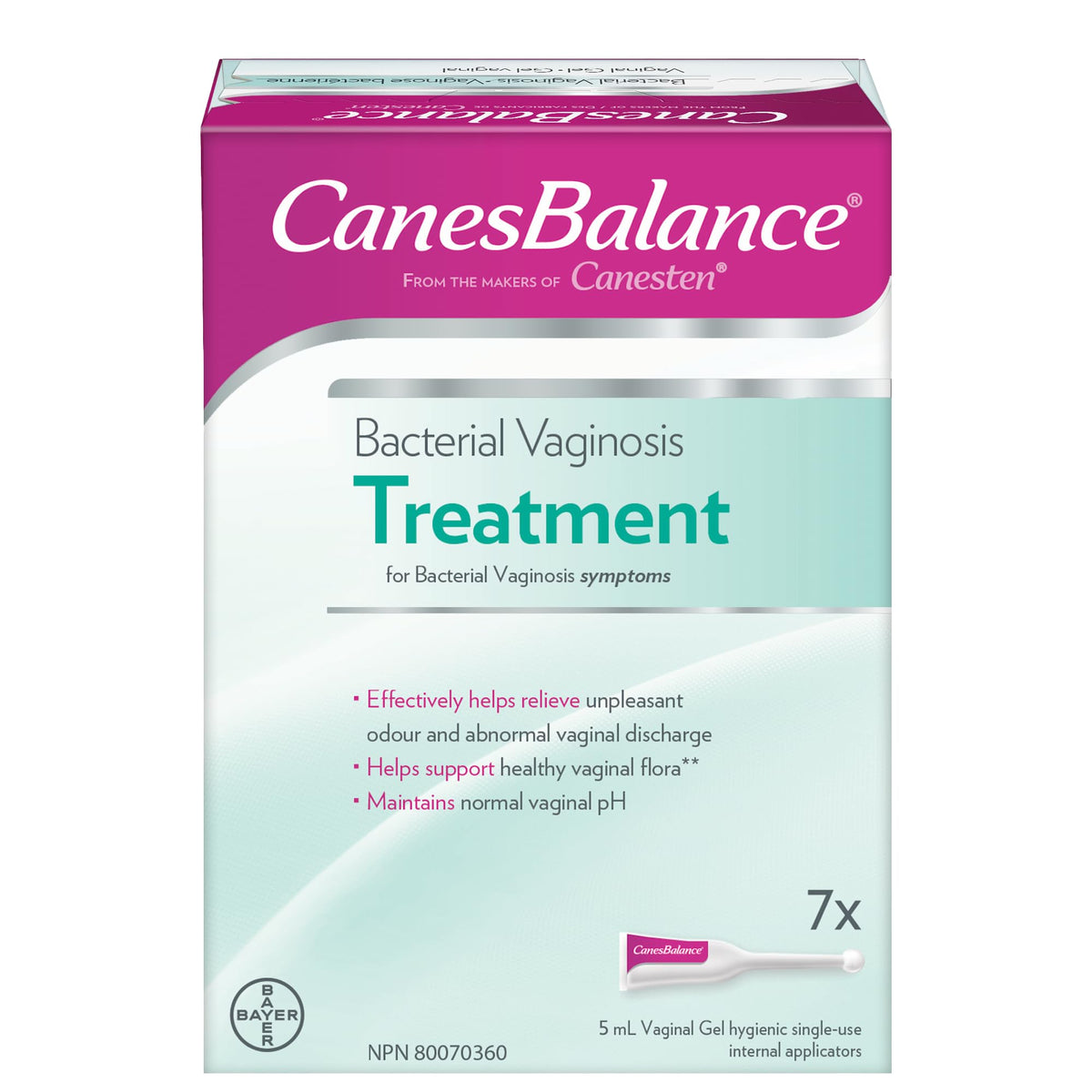 CanesBalance Bacterial Vaginosis Treatment For BV Symptoms - Vaginal Gel BV Treatment For Women, Relieves Vaginal Odor, Maintains Normal Vaginal pH, Supports Vaginal Health, 7 Single-Use Applicators