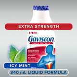 Gaviscon Liquid Extra Strength Antacid - 340 ml - Antacid Liquid for Day and Night Heartburn Relief, Acid Reflux and GERD Relief, Icy Mint- Free of Aluminum, Lactose and Gluten