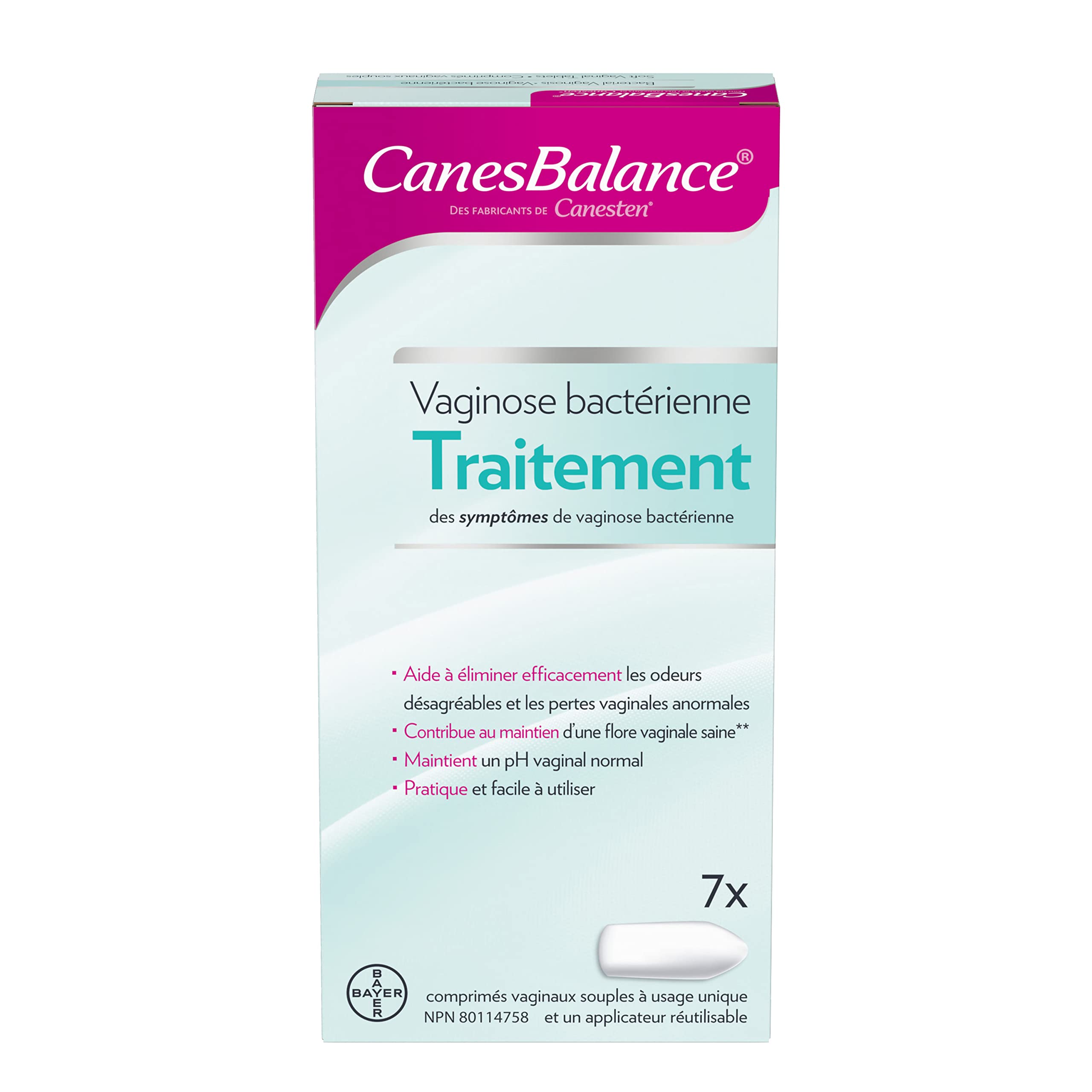 CanesBalance Bacterial Vaginosis Treatment For BV Symptoms - BV Treatment For Women, Relieves Vaginal Odor, Maintains Normal Vaginal pH, Supports Vaginal Health, 7 Soft Vaginal Tablets With Applicator