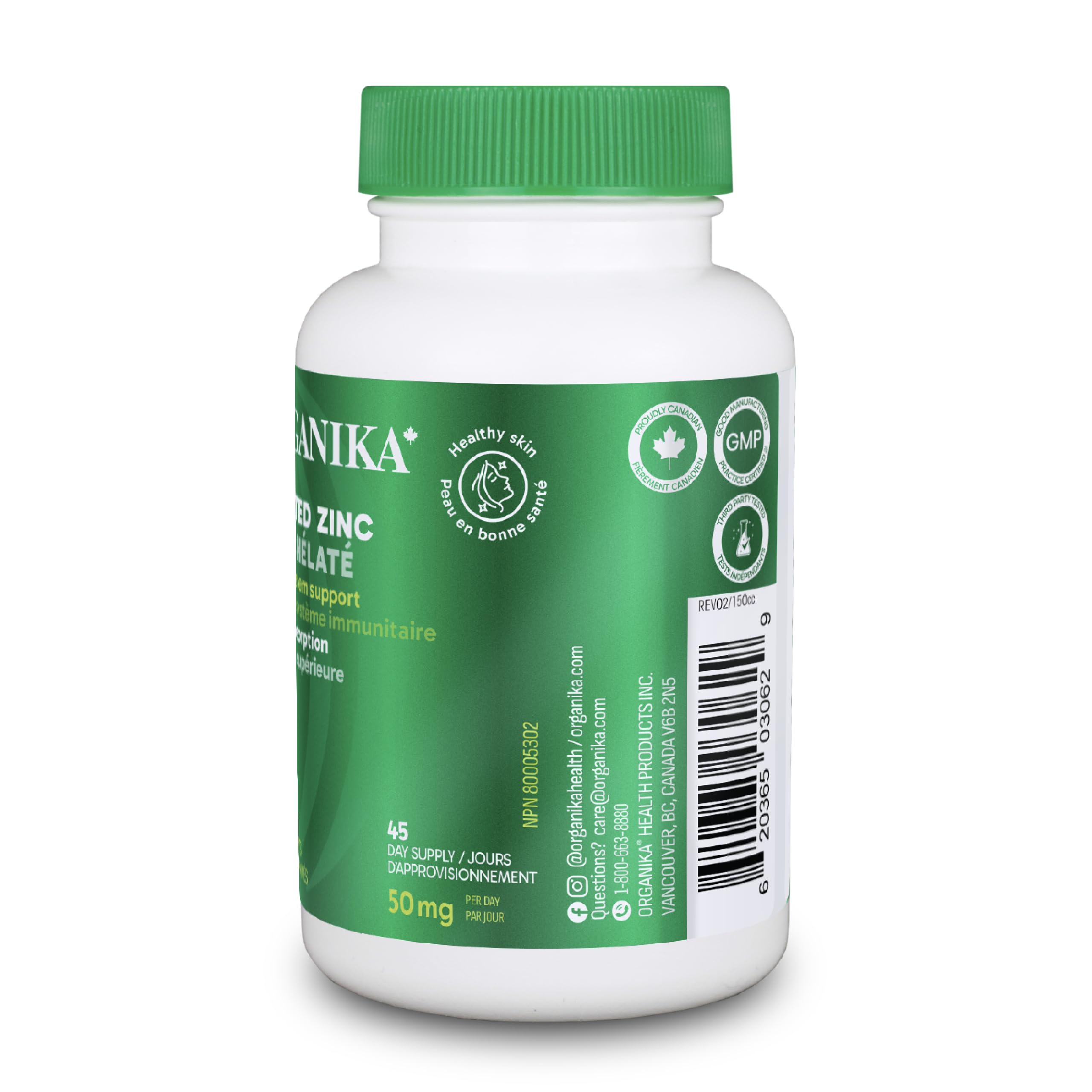 Organika Chelated Zinc 45 Tabs