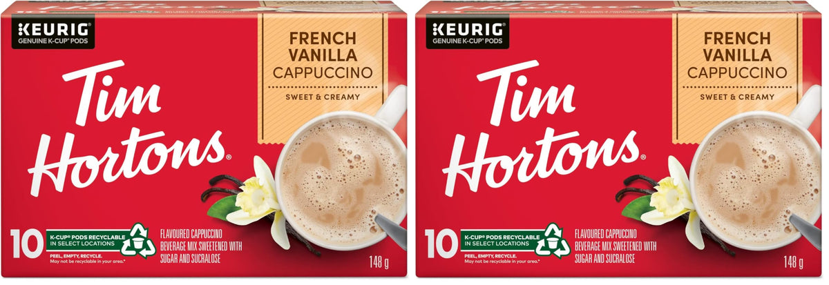 Tim Hortons French Vanilla Cappuccino, Single Serve Keurig K-Cup Pods, 10 Count (Pack of 2)