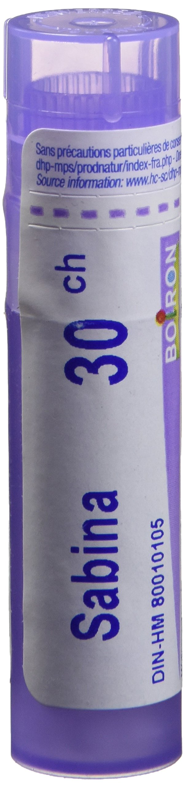 Boiron Sabina 30ch,Homeopathic medicine. Each tube contains 4 g (approximately 80 pellets)