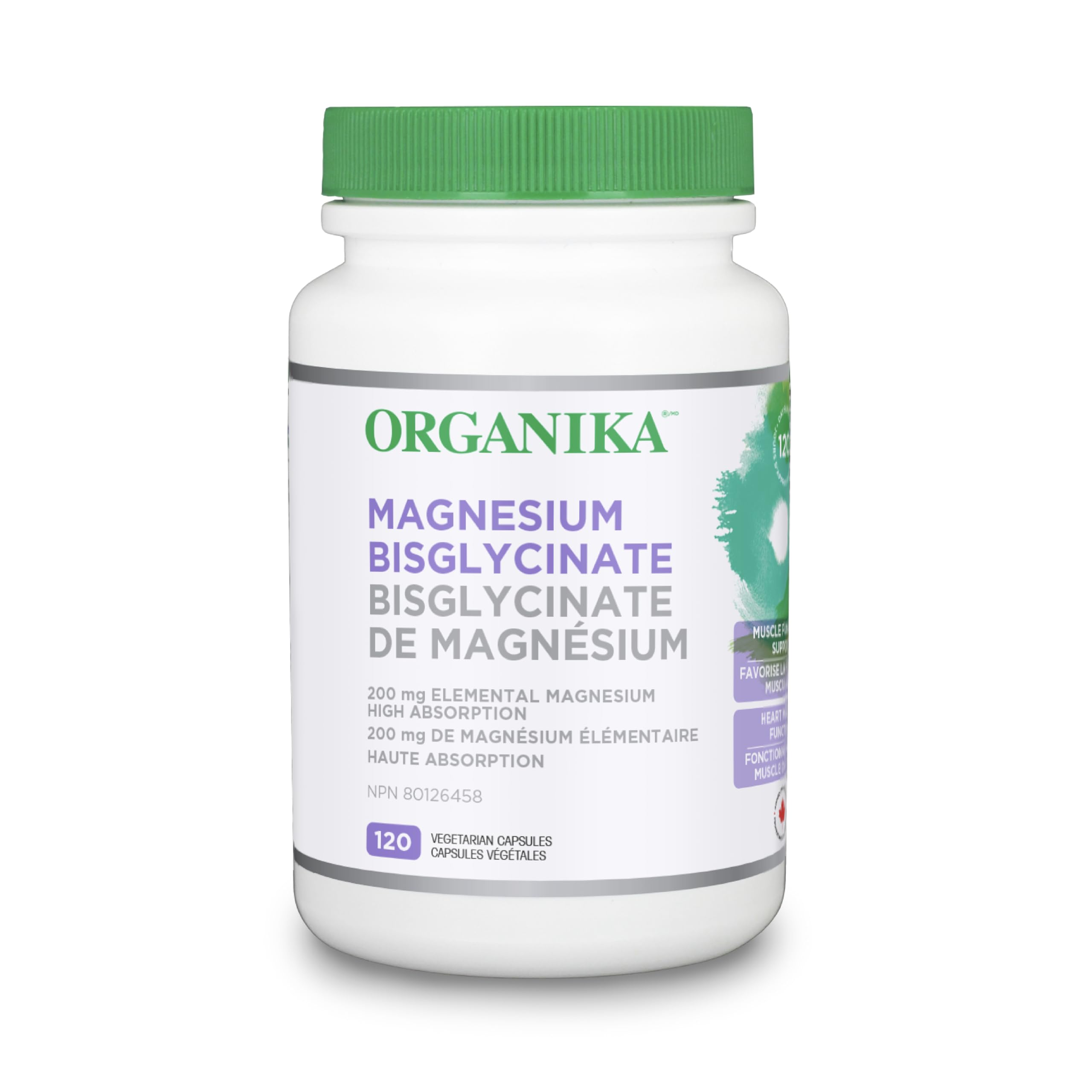 Organika Liposomal Vitamin C 500mg- High Absoprtion for Superior Bioavailability, Immunity- 60vcaps & Magnesium Bisglycinate - 200mg, High Absorption, Muscle Recovery, Heart Support, 120vcaps